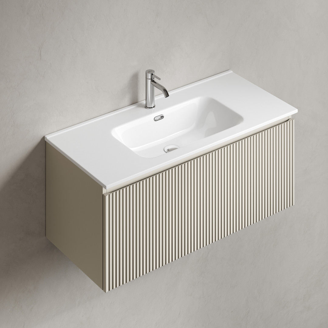 Тумба под раковину Sancos Сноб Р 1.0 (Snob R 1.0) SNR1.0100CE 100x45x40 бежевый матовый (beige soft) - фото 6