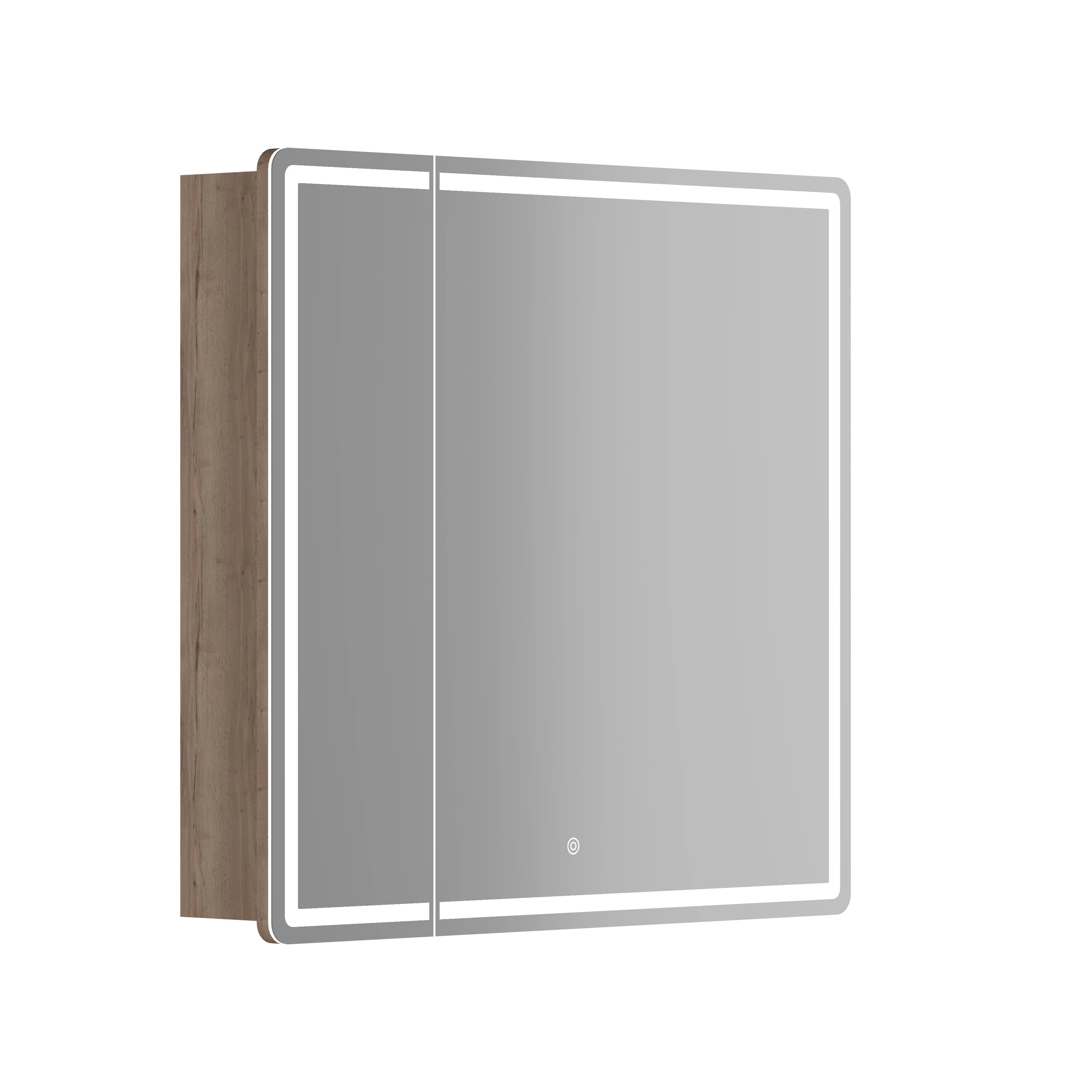 Зеркальный шкаф Sancos Блик (Mirror) MI80EG 80x75 с подсветкой, дуб галифакс натуральный