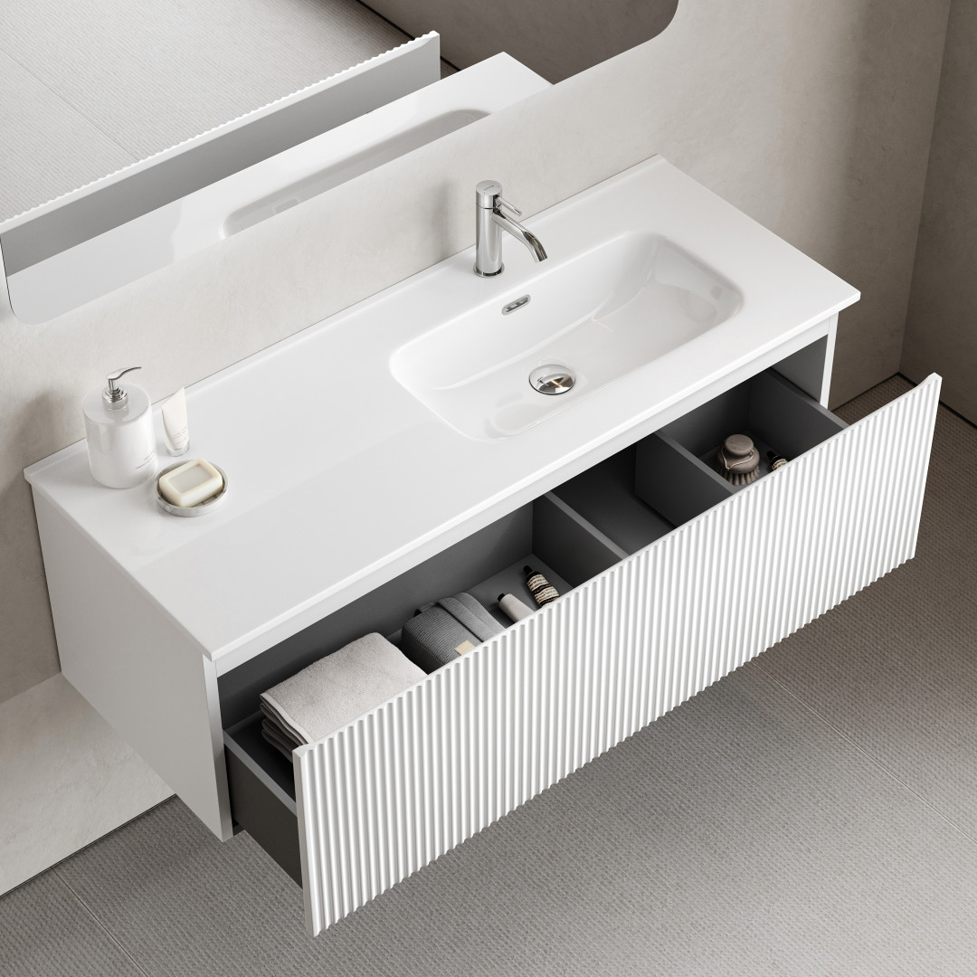 Тумба под раковину Sancos Сноб Р 1.0 (Snob R 1.0) SNR1.0120RW 120x45x40 белый матовый (bianco) - фото 5