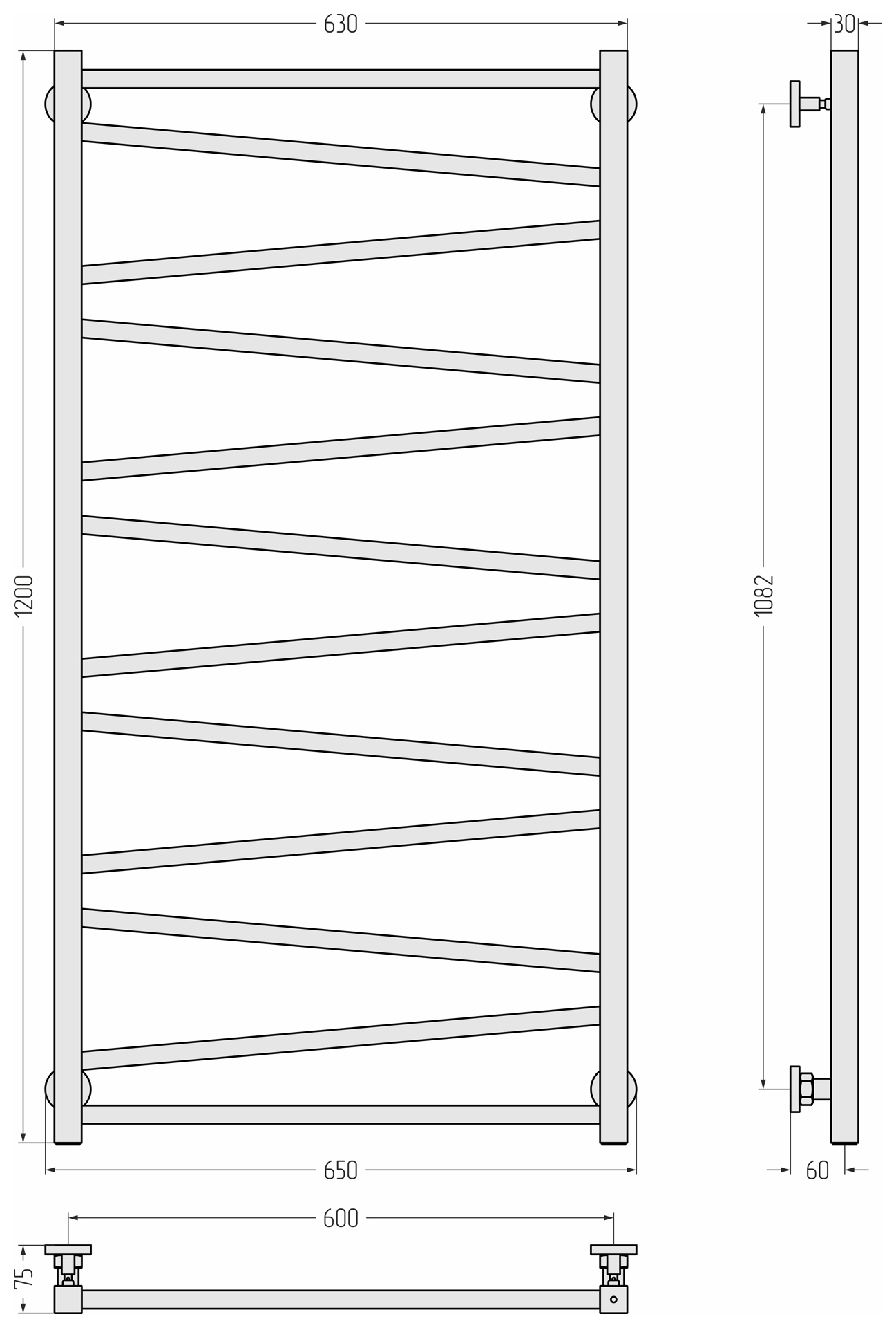 Водяные полотенцесушители Сунержа DESIGN ДР Сирокко 1200х600 (Без покрытия)