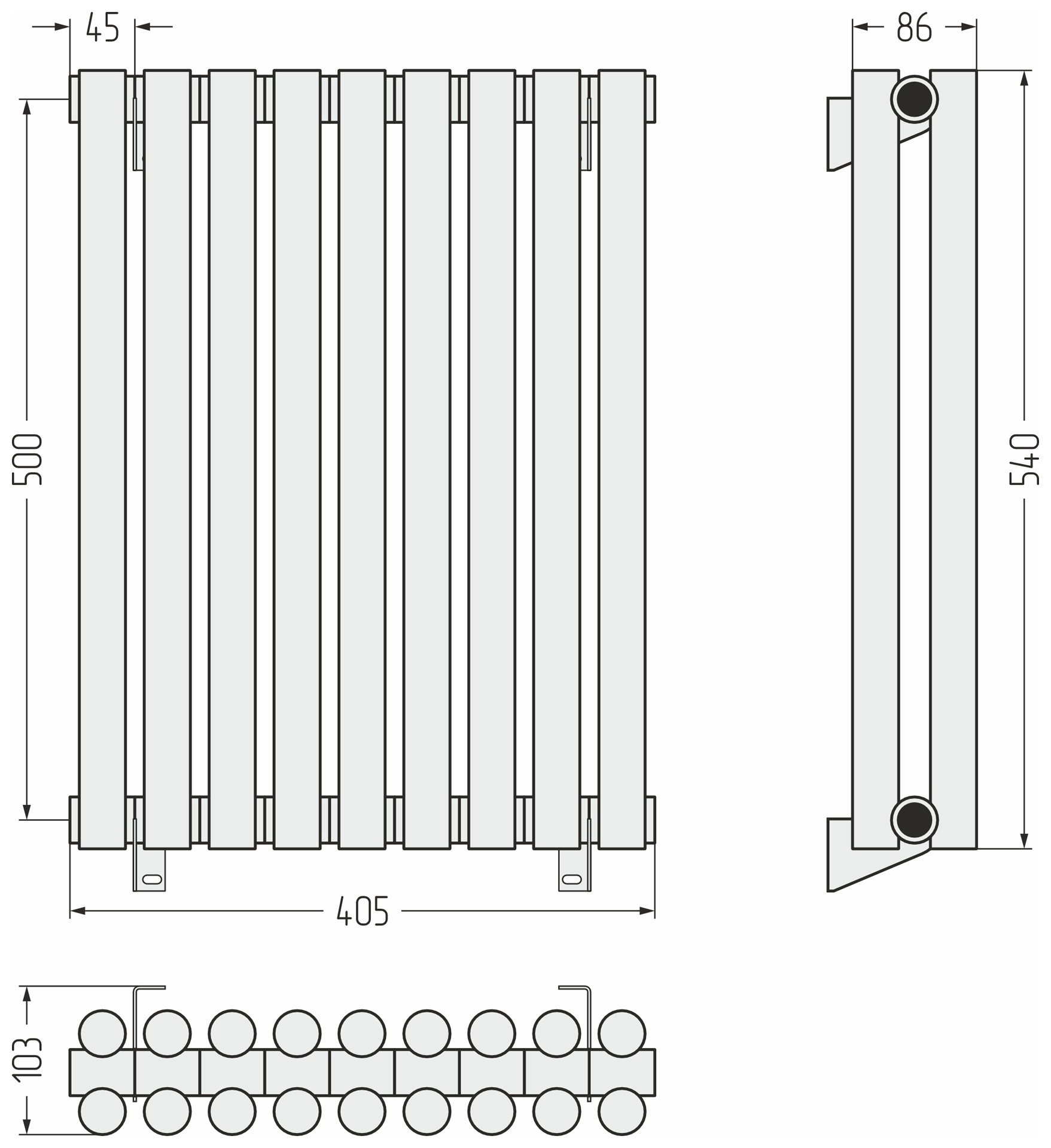 Радиаторы Сунержа DESIGN ДР ЭСТЕТ-11 н/ж 500х405 / 9 сек (Золото)