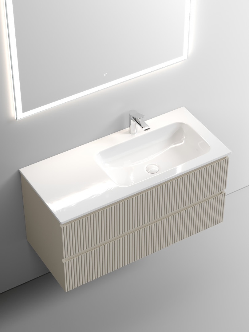 Тумба под раковину Sancos Сноб T (Snob T) SNT100RCE 100x45x50 бежевый матовый (beige soft) - фото 5