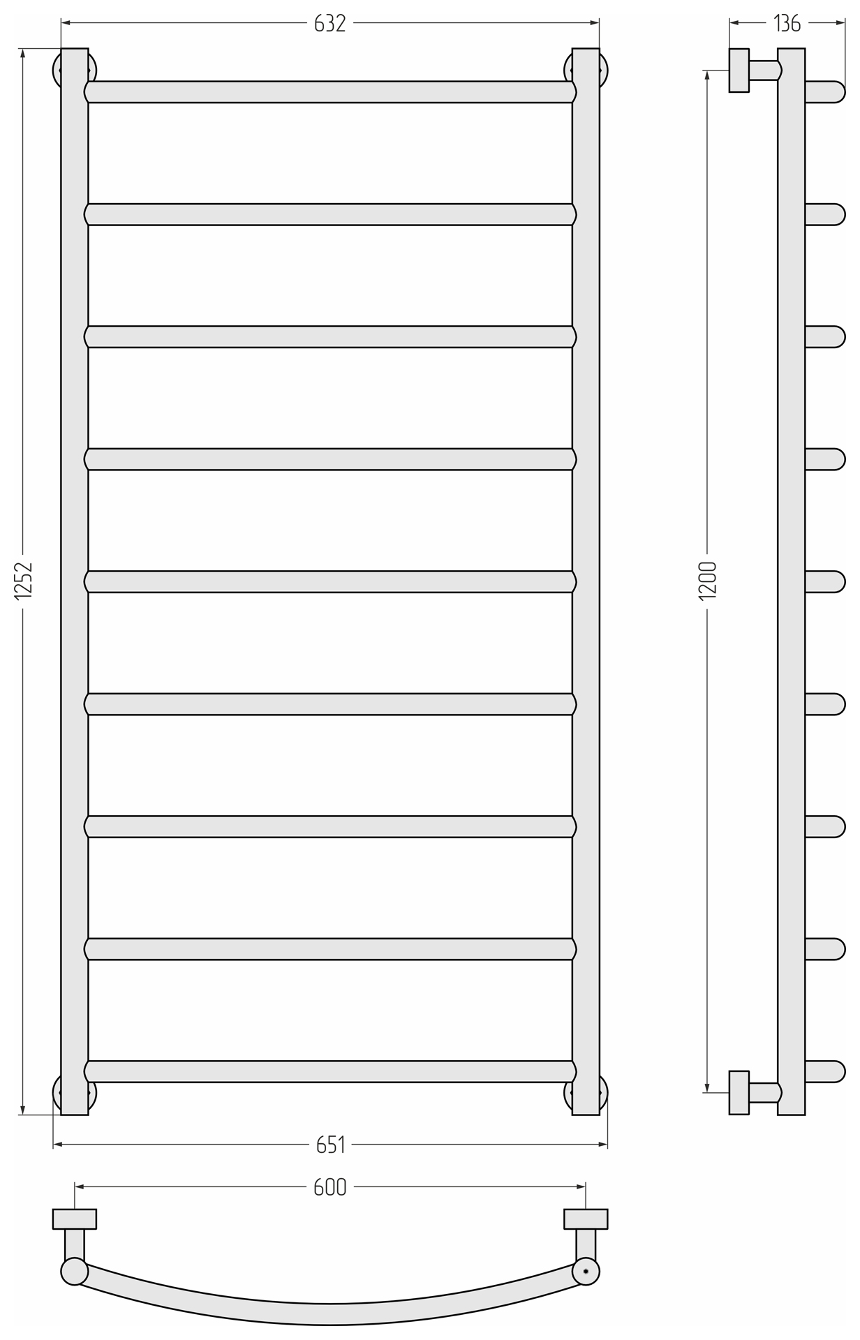 Водяные полотенцесушители Сунержа DESIGN ДР Галант PRO 1200х600 (Золотой шёлк)