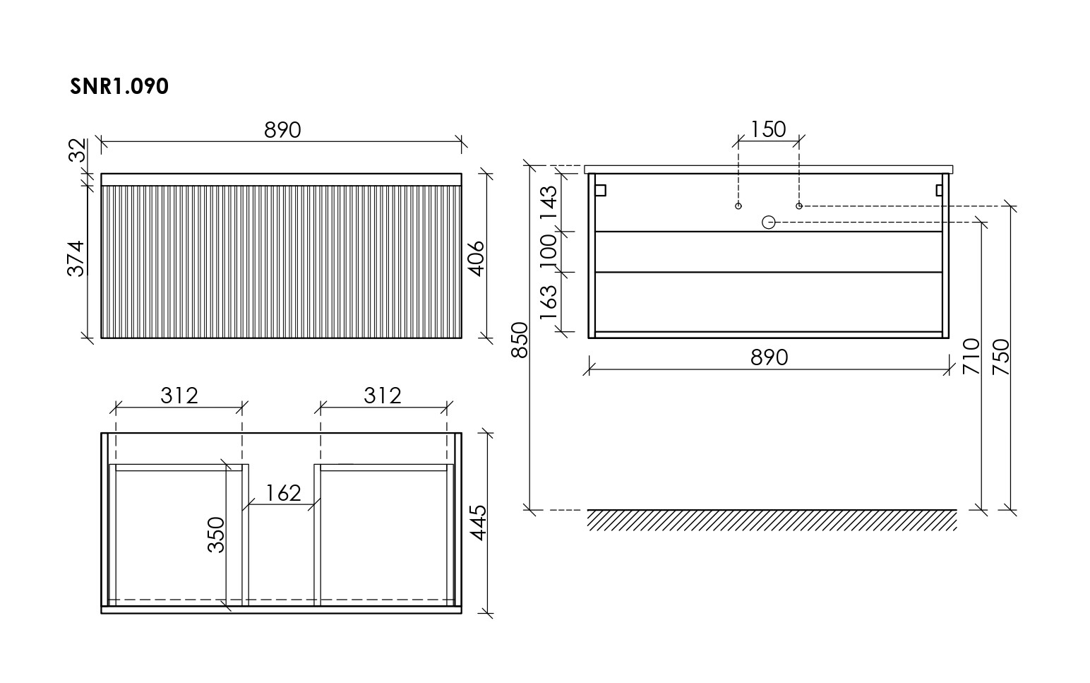 Тумба под раковину Sancos Сноб Р 1.0 (Snob R 1.0) SNR1.090W 90x45x40 белый матовый (bianco) - фото 7