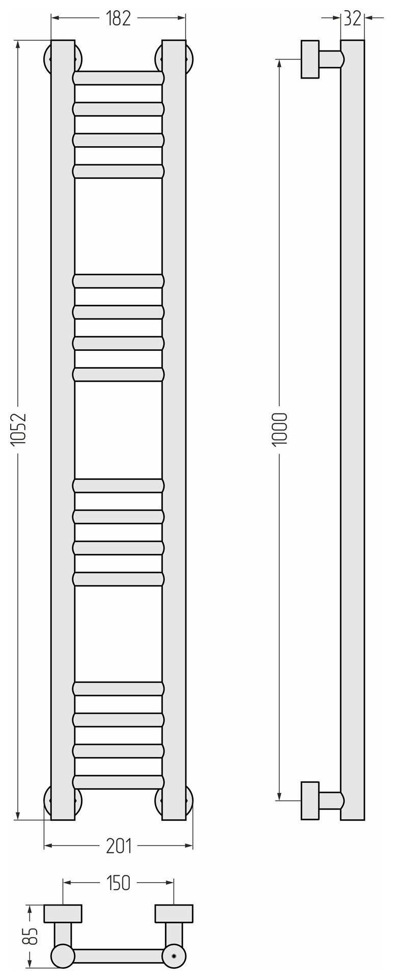 Водяные полотенцесушители Сунержа DESIGN ДР Богема PRO 1000х150 (Матовый чёрный) - фото 4