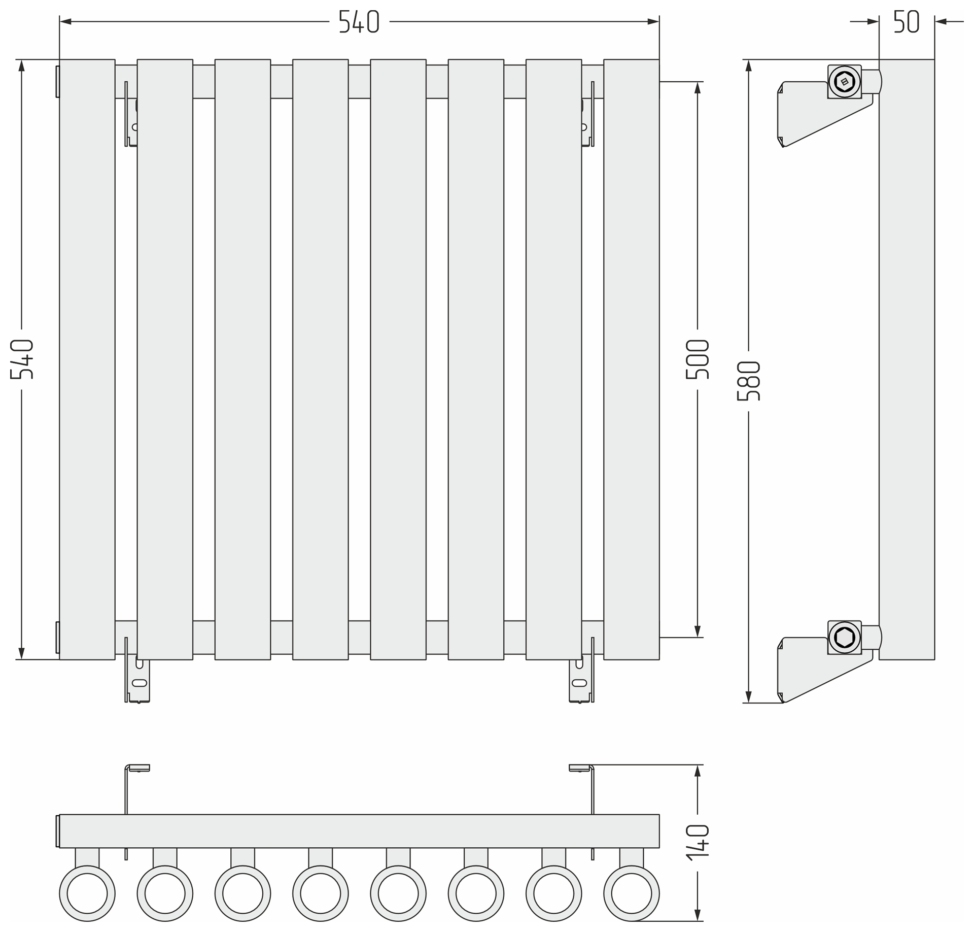 Радиаторы Сунержа DESIGN ДР КУМИР-0 н/ж  500х540 / 8 сек (Тёмный титан муар) - фото 5