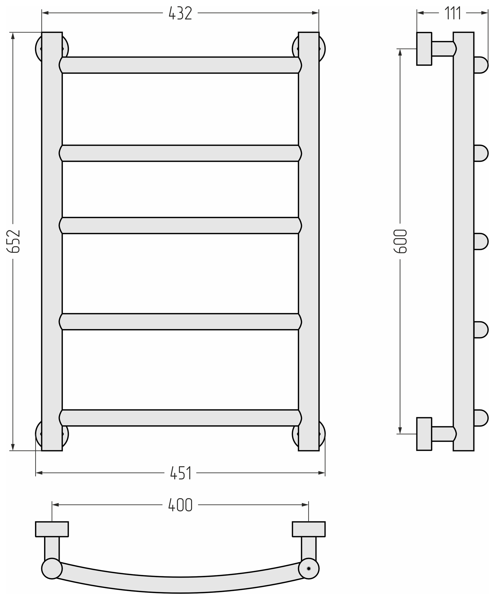 Водяные полотенцесушители Сунержа DESIGN ДР Галант PRO 600х400 (Золотой шёлк)