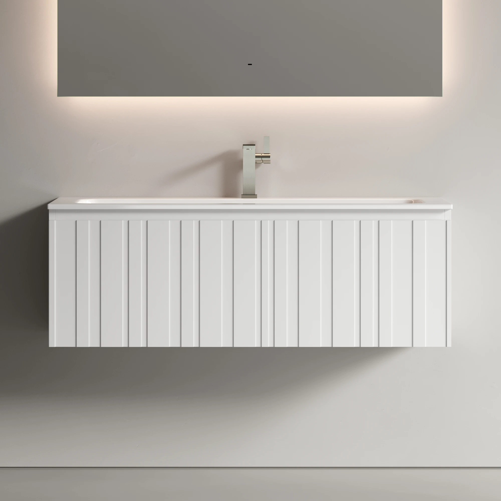 Тумба под раковину Sancos Ламель LM120W 120x45x40 белый матовый
