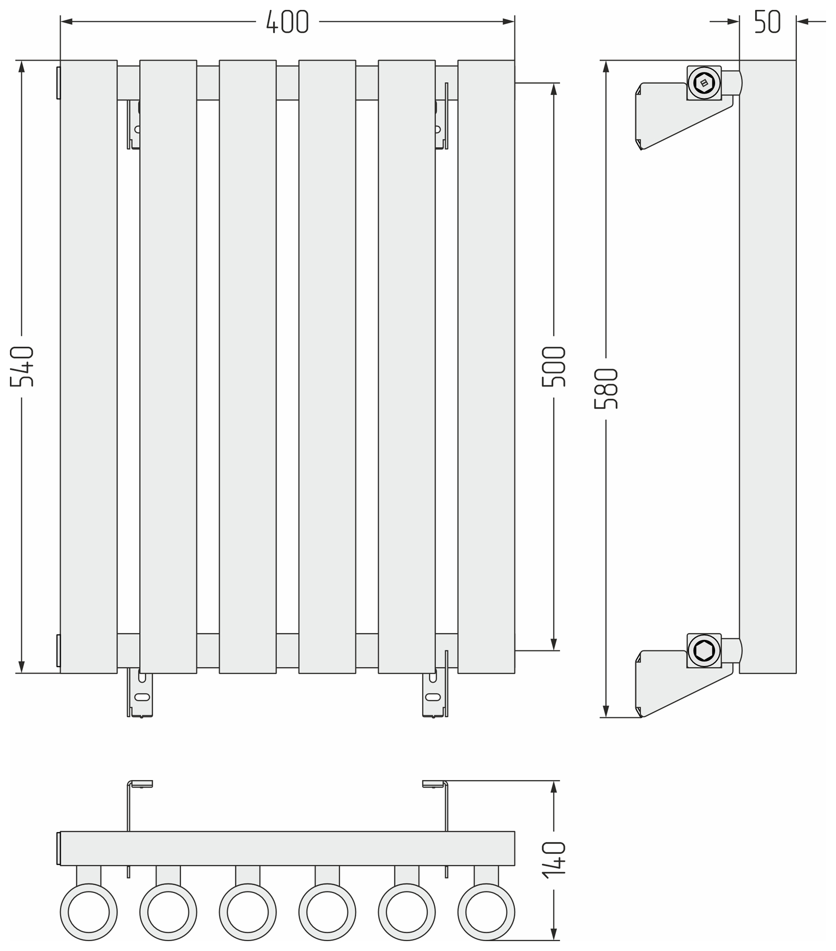 Радиаторы Сунержа DESIGN ДР КУМИР-0 н/ж  500х400 / 6 сек (Золото) - фото 5