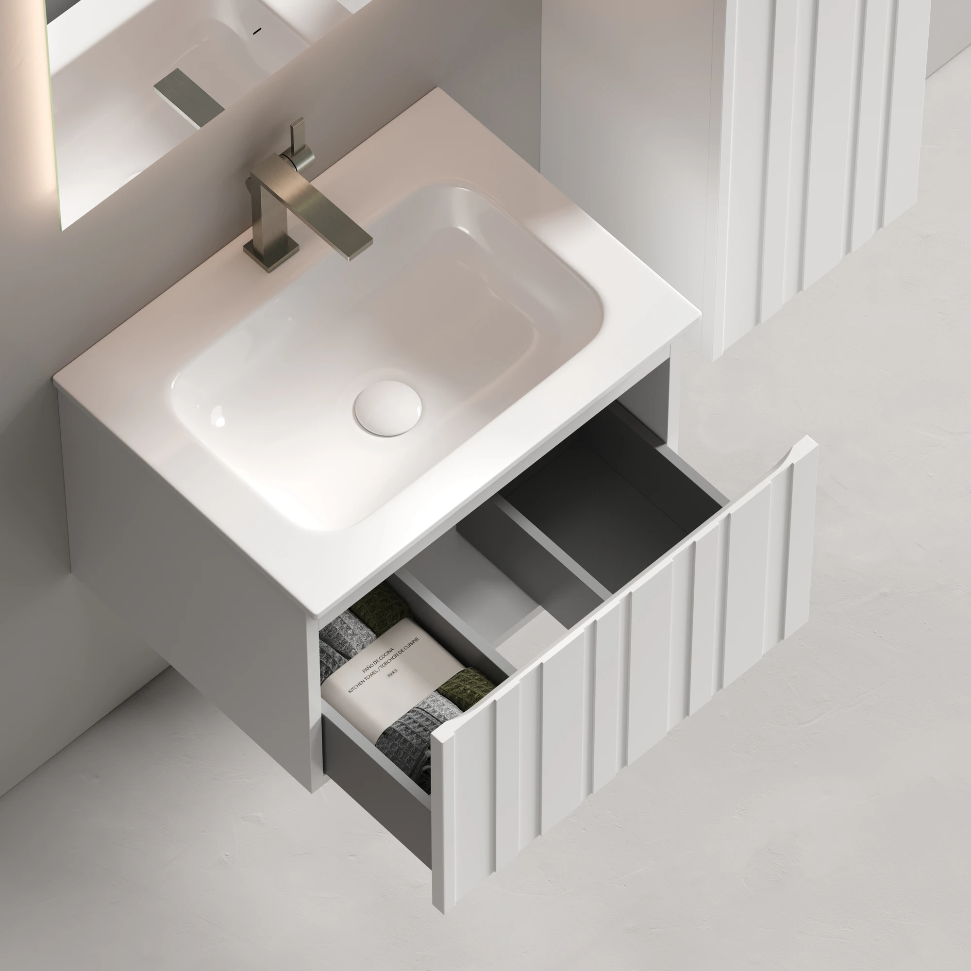 Тумба под раковину Sancos Ламель LM60W 60x45x40 белый матовый - фото 5