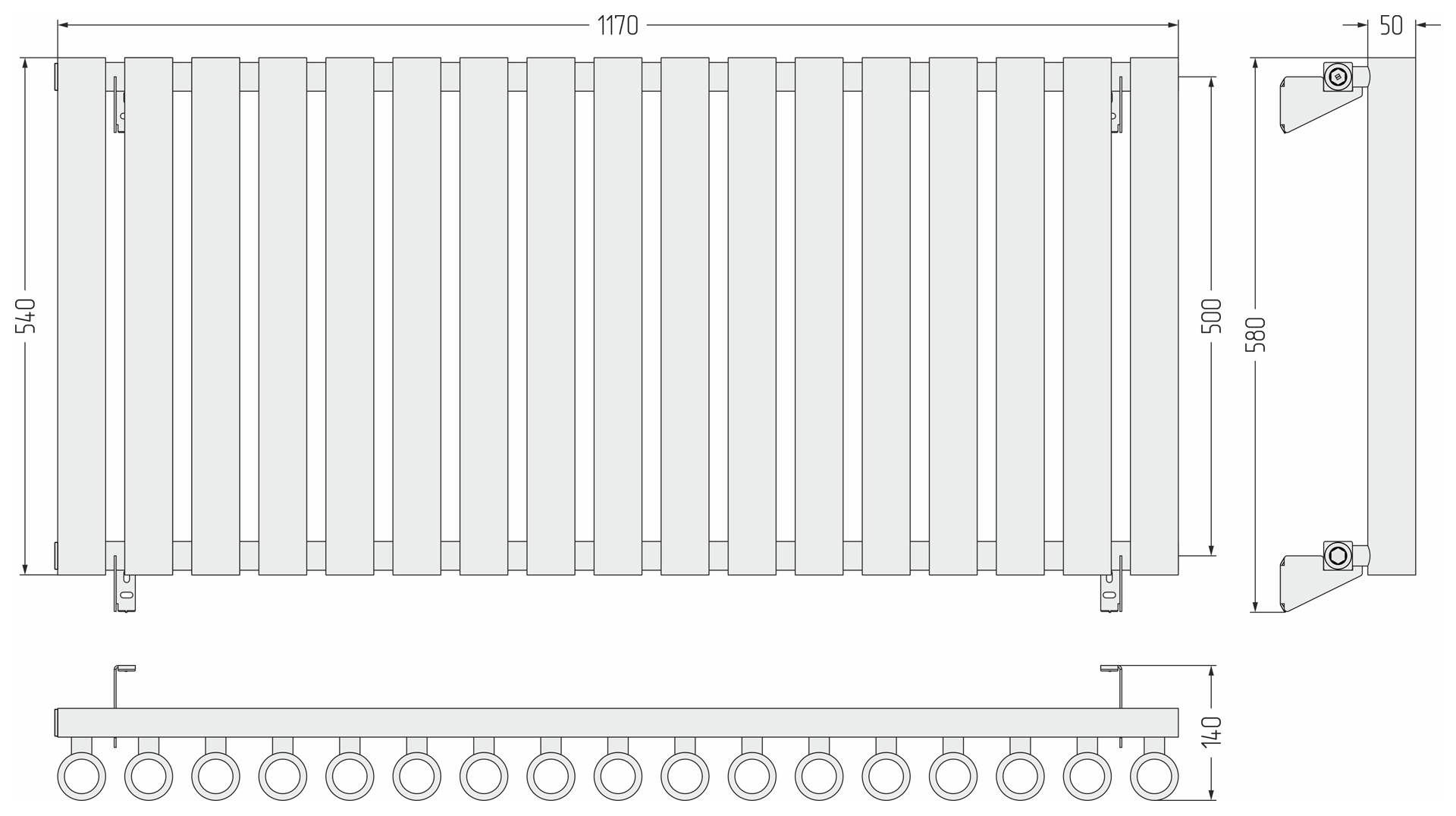 Радиаторы Сунержа DESIGN ДР КУМИР-0 н/ж  500х1170 / 17 сек (Тёмный титан муар) - фото 5