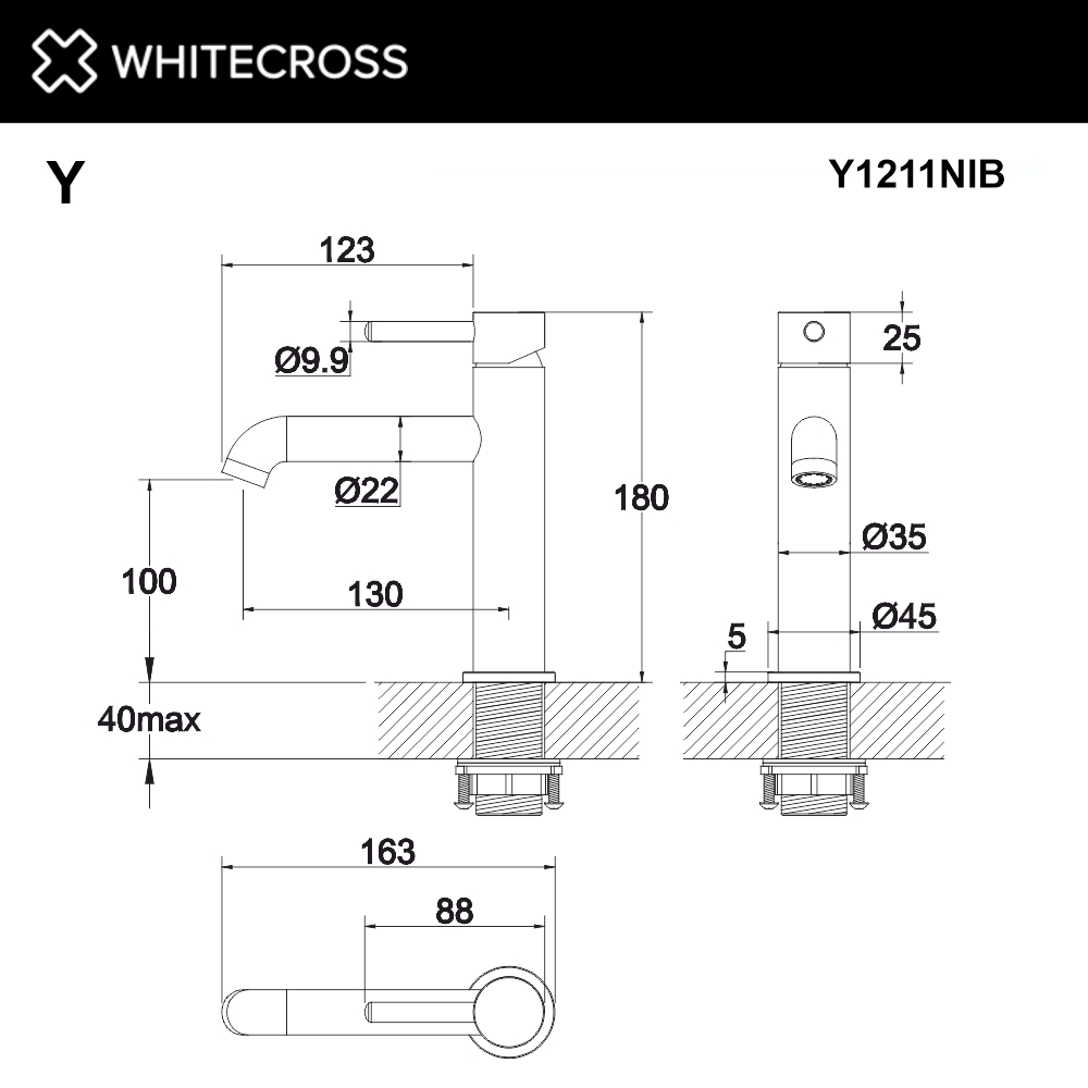Смеситель для умывальника WHITECROSS Y Y1211NIB (брашированный никель)