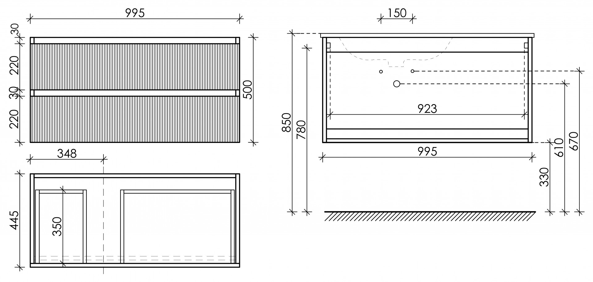 Тумба под раковину Sancos Сноб T (Snob T) SNT100LW 100x45x50 белый матовый (bianco) - фото 6
