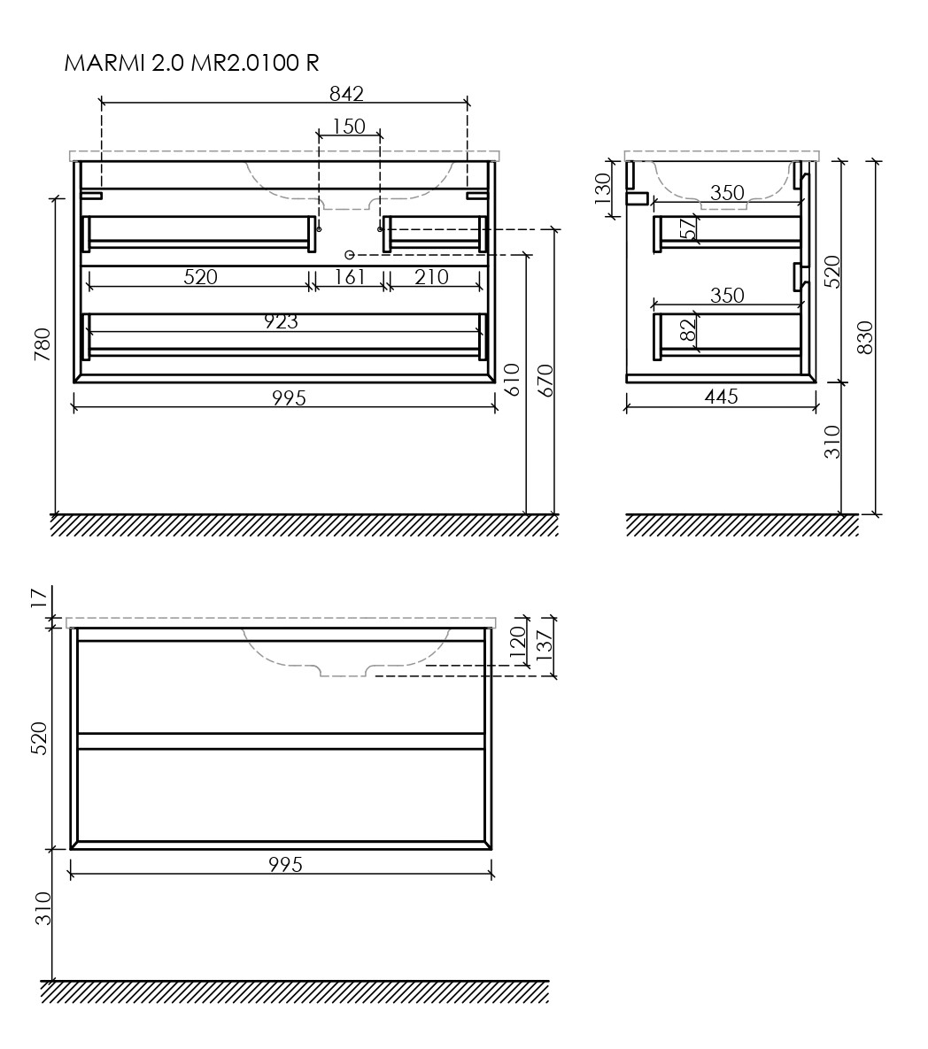 Тумба под раковину Sancos Натура 2.0 (Nature 2.0) MR2.0100REG 100x45x50 дуб галифакс натуральный - фото 6