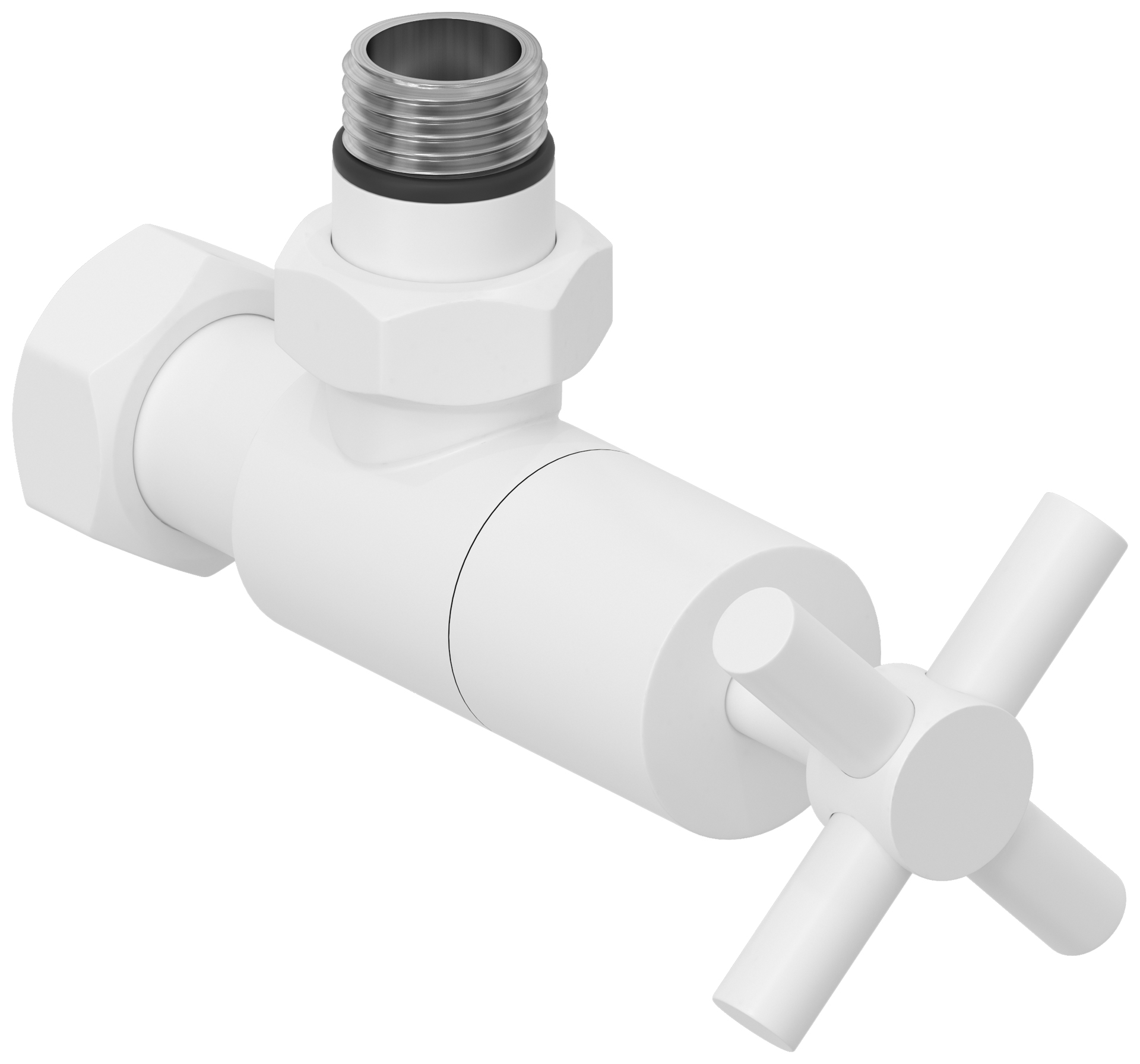 Комплектующие Сунержа DESIGN Вентиль угловой (крест) G 1/2" НР х G 3/4" НГ (Матовый белый)