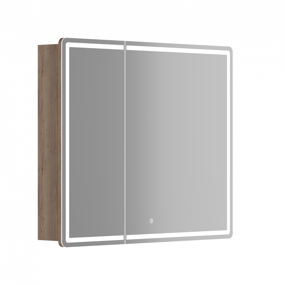 Зеркальный шкаф Sancos Блик (Mirror) MI90EG 90x75 с подсветкой, дуб галифакс натуральный