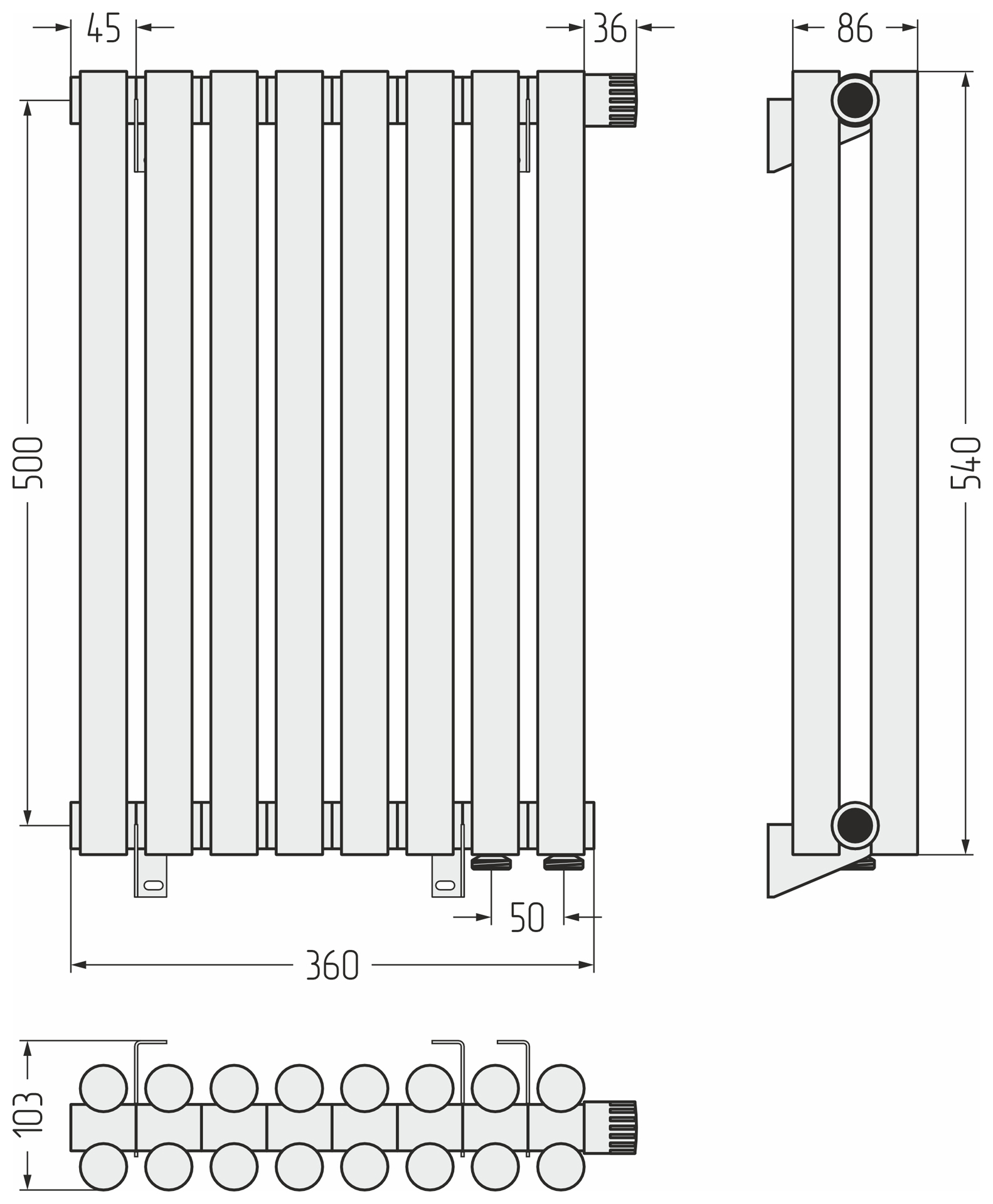 Радиаторы Сунержа DESIGN ДР ЭСТЕТ-11 н/ж EU50 500х360 / 8 сек (Без покрытия) - фото 5