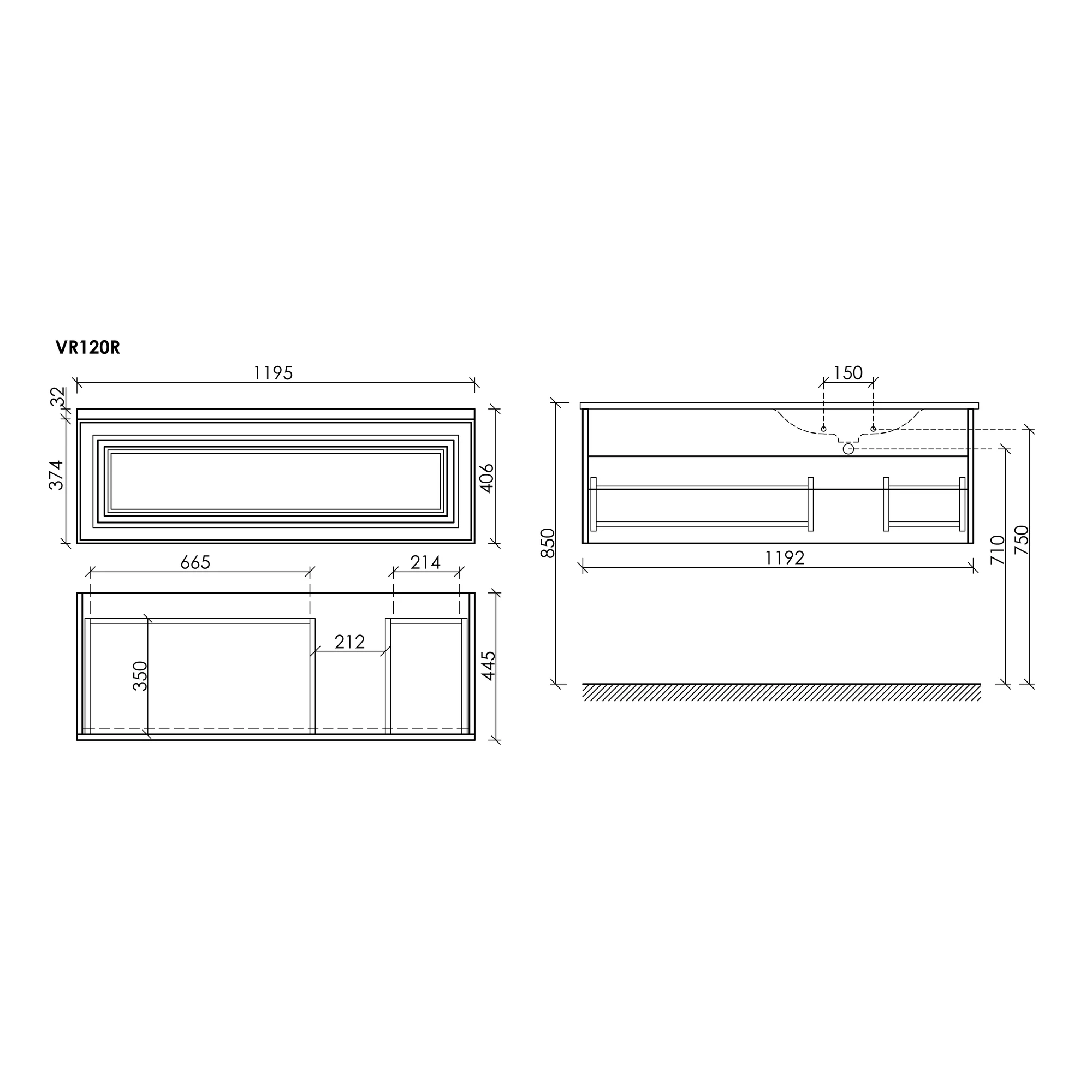 Тумба под столешницу Sancos Самая (Very) VR120RCE 120x45x40 бежевый матовый (beige soft)