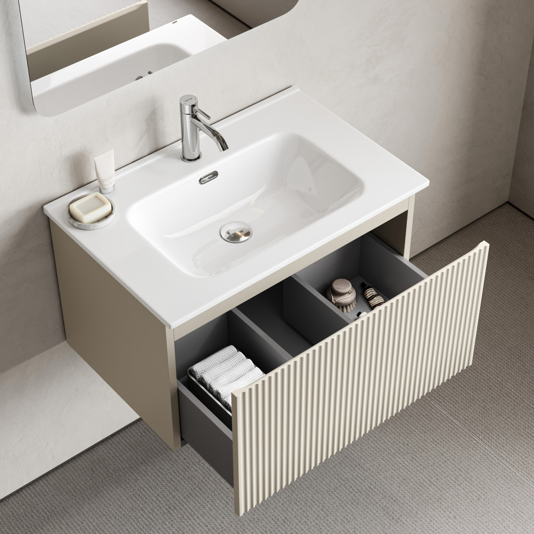 Тумба под раковину Sancos Сноб Р 1.0 (Snob R 1.0) SNR1.070CE 70x45x40 бежевый матовый (beige soft) - фото 5