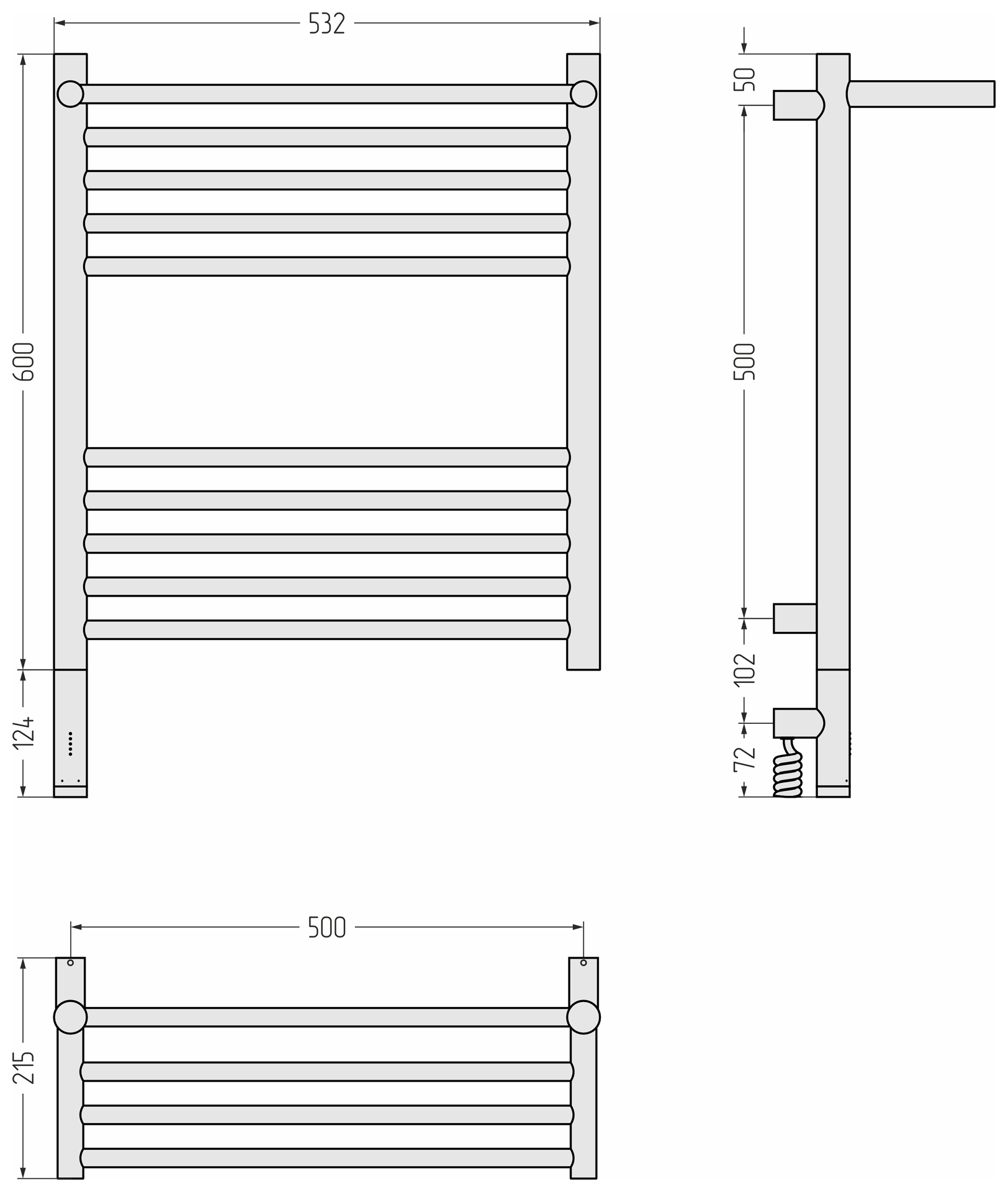 Электрические полотенцесушители Сунержа DESIGN РЭБ "БОГЕМА 3.1" 1П 600х500 МЭМ левый (Сатин) - фото 4