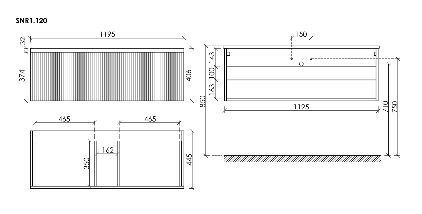 Тумба под раковину Sancos Сноб Р 1.0 (Snob R 1.0) SNR1.0120W 120x45x40 белый матовый (bianco) - фото 7