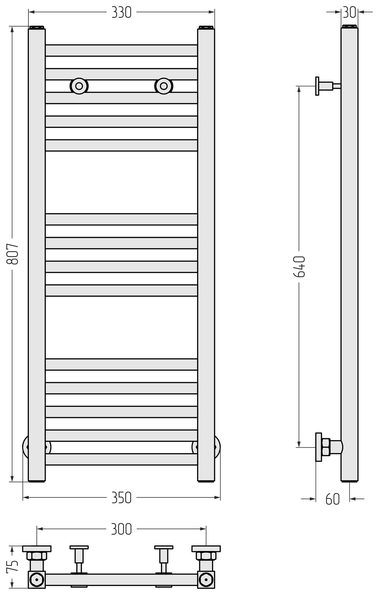 Водяные полотенцесушители Сунержа DESIGN ДР МОДУС 800х300 (Шампань)