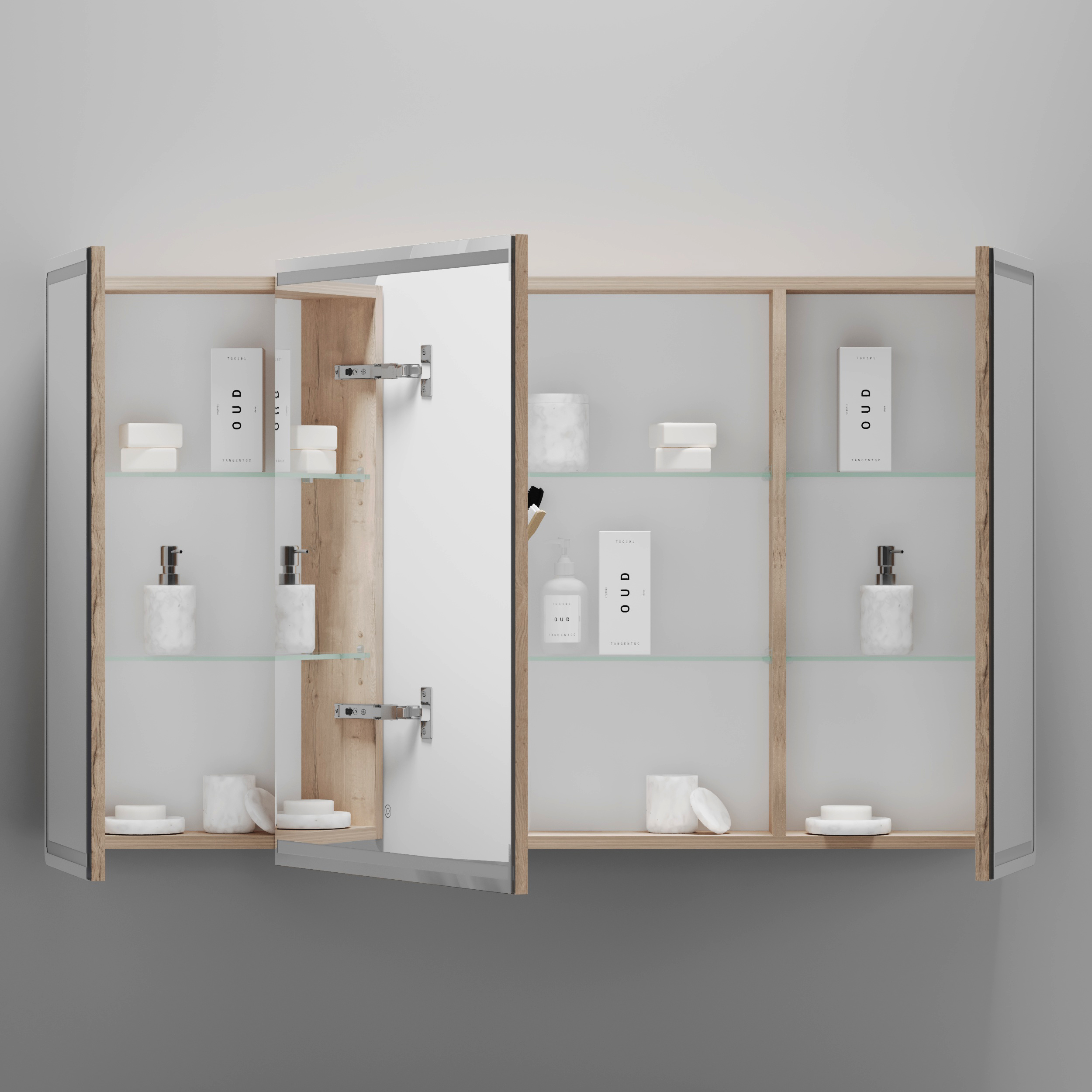 Зеркальный шкаф Sancos Блик (Mirror) MI120EG 120x75 с подсветкой, дуб галифакс натуральный - фото 5