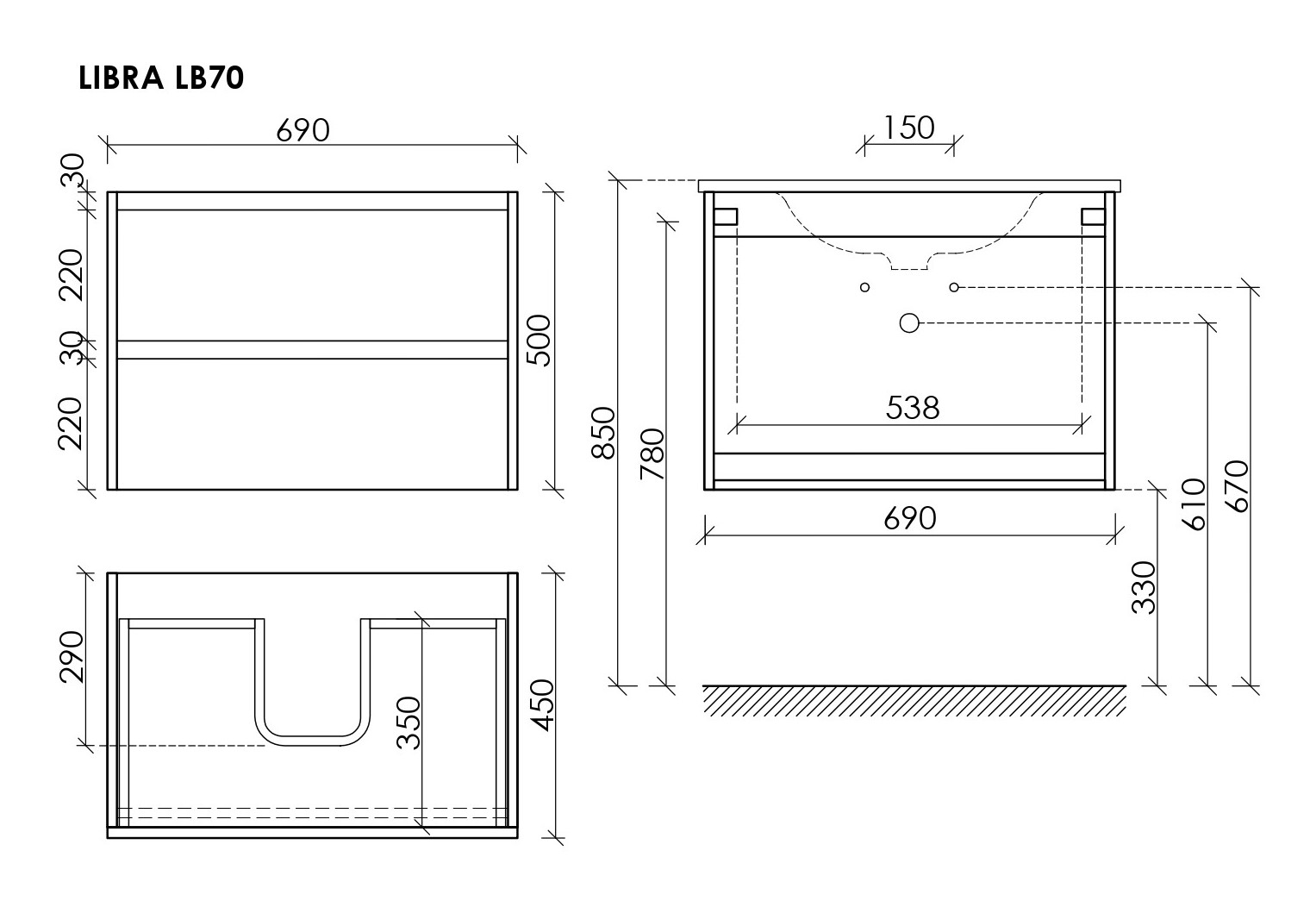 Тумба под раковину Sancos Либра (Libra) LB70W 70x45x50 белый глянцевый - фото 6