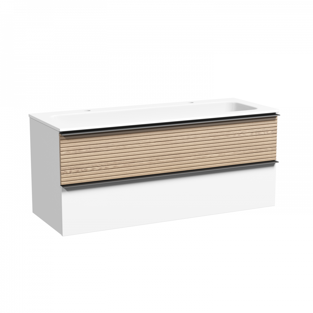 Тумба под раковину Sancos Дельта (Delta) DL120W 120x45x50 дуб светлый/белый