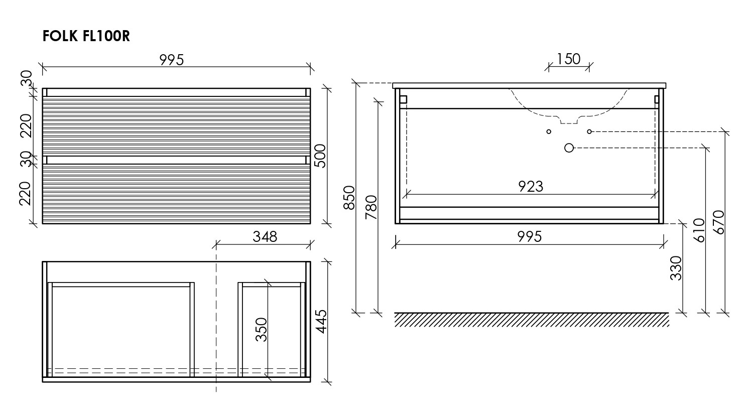 Тумба под раковину Sancos Фолк (Folk) FL100RES 100x45x50 мягкий серый (ergraut soft) - фото 6