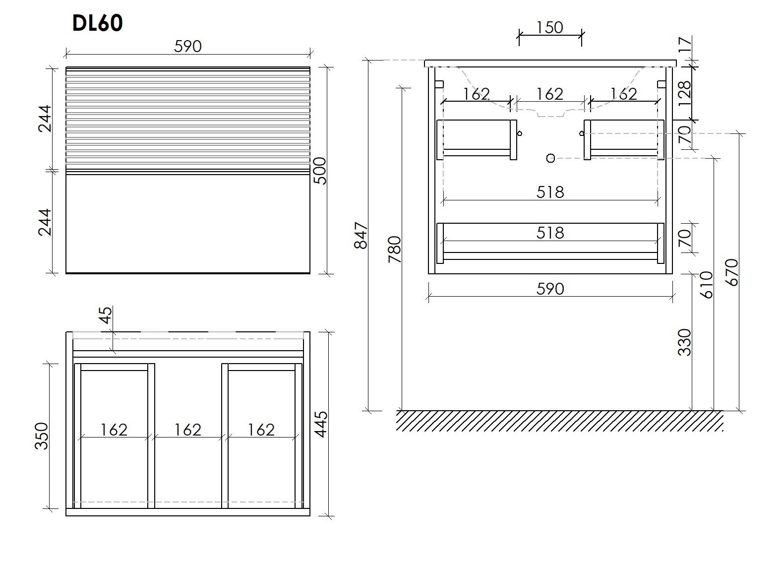 Тумба под раковину Sancos Дельта (Delta) DL60GR 60x45x50 дуб красный/графит - фото 6