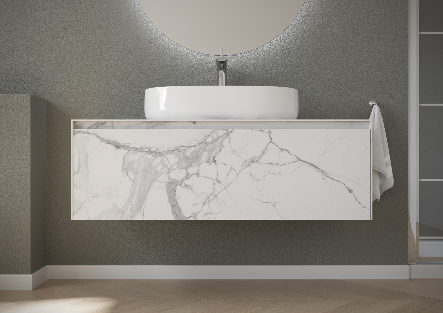 Тумба под раковину Sancos Мрамор (Stone) ST120SV 120x50x40 белый