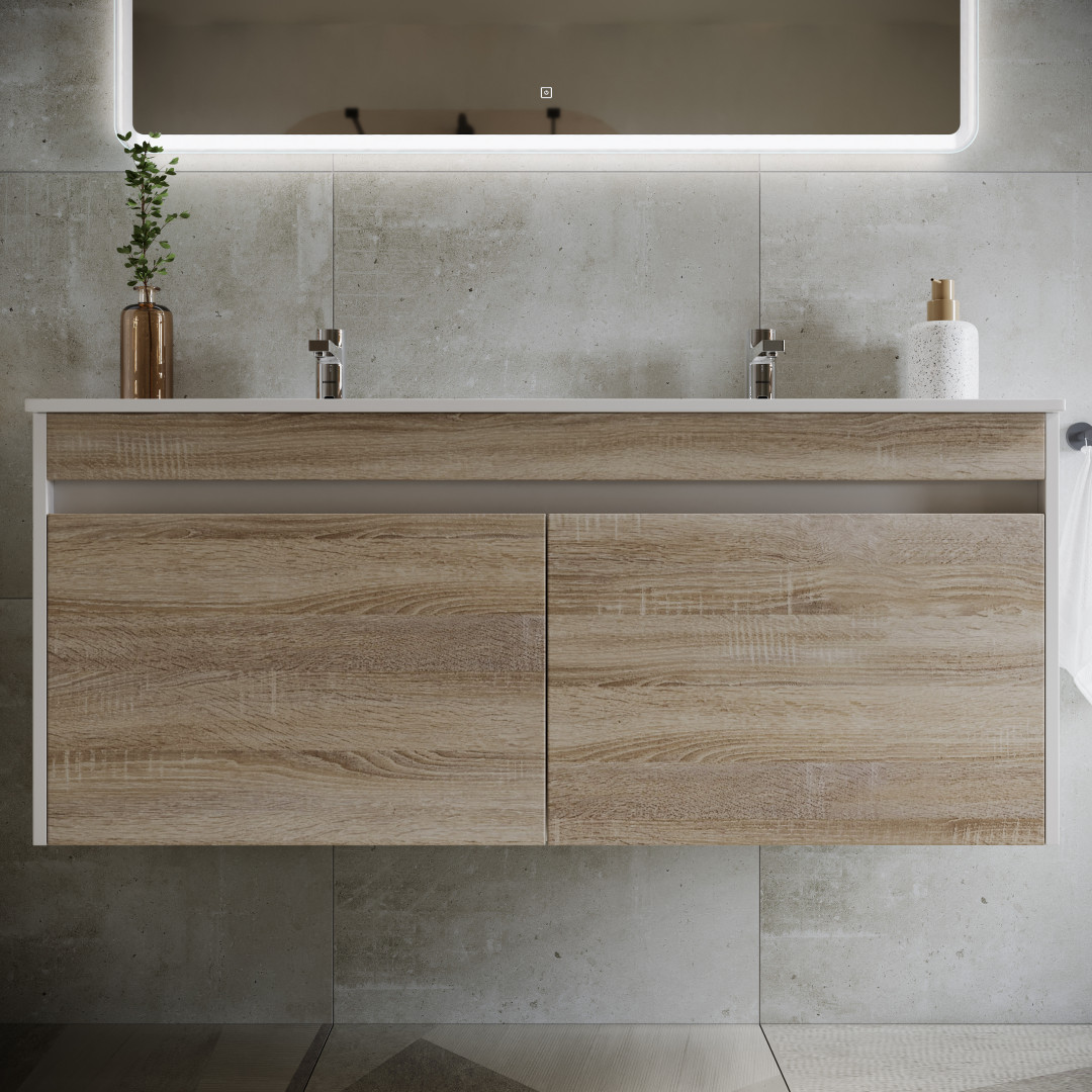 Тумба под раковину Sancos Ум (Smart) SM120-2E 120x45x50 дуб бардолино/белый