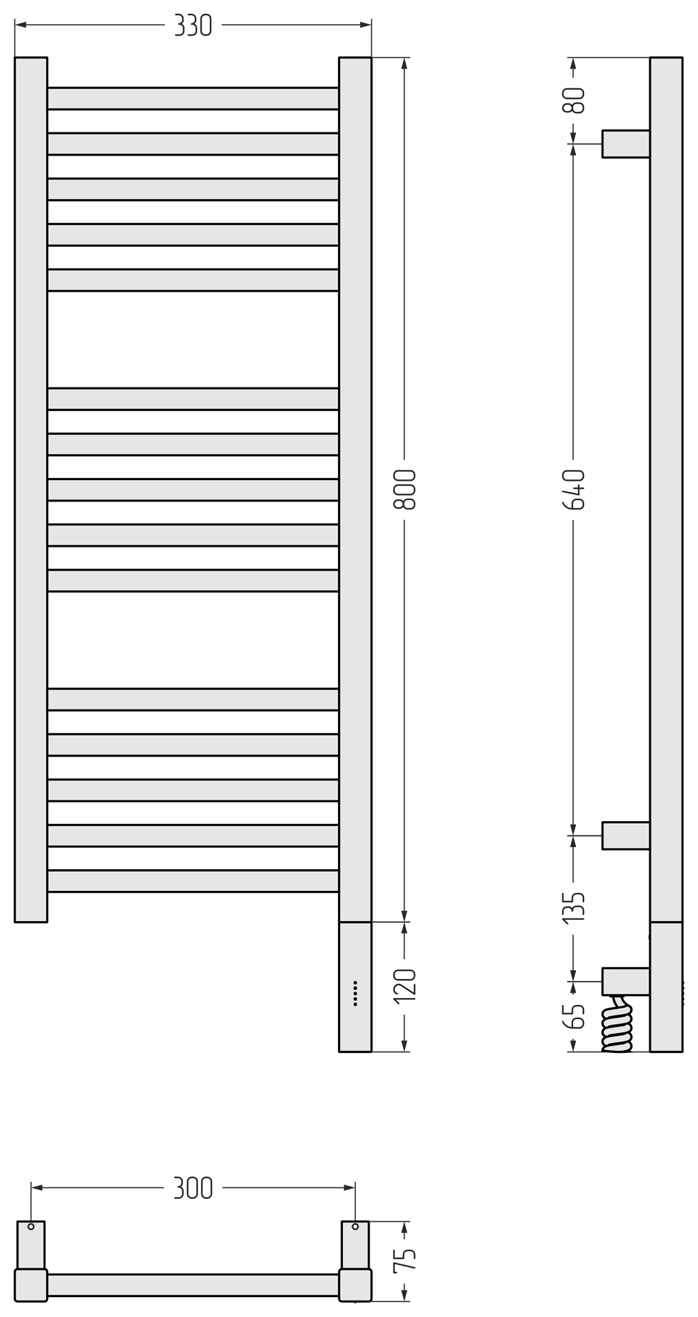 Электрические полотенцесушители Сунержа DESIGN РЭБ МОДУС 3.1 800х300 МЭМ правый (Золото)