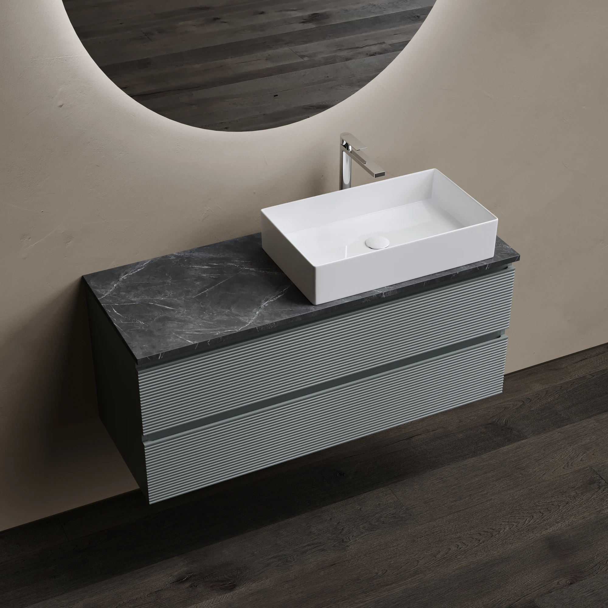 Тумба под столешницу Sancos Фолк (Folk) FL120RGS 120x45x50 темный серый (grey soft)