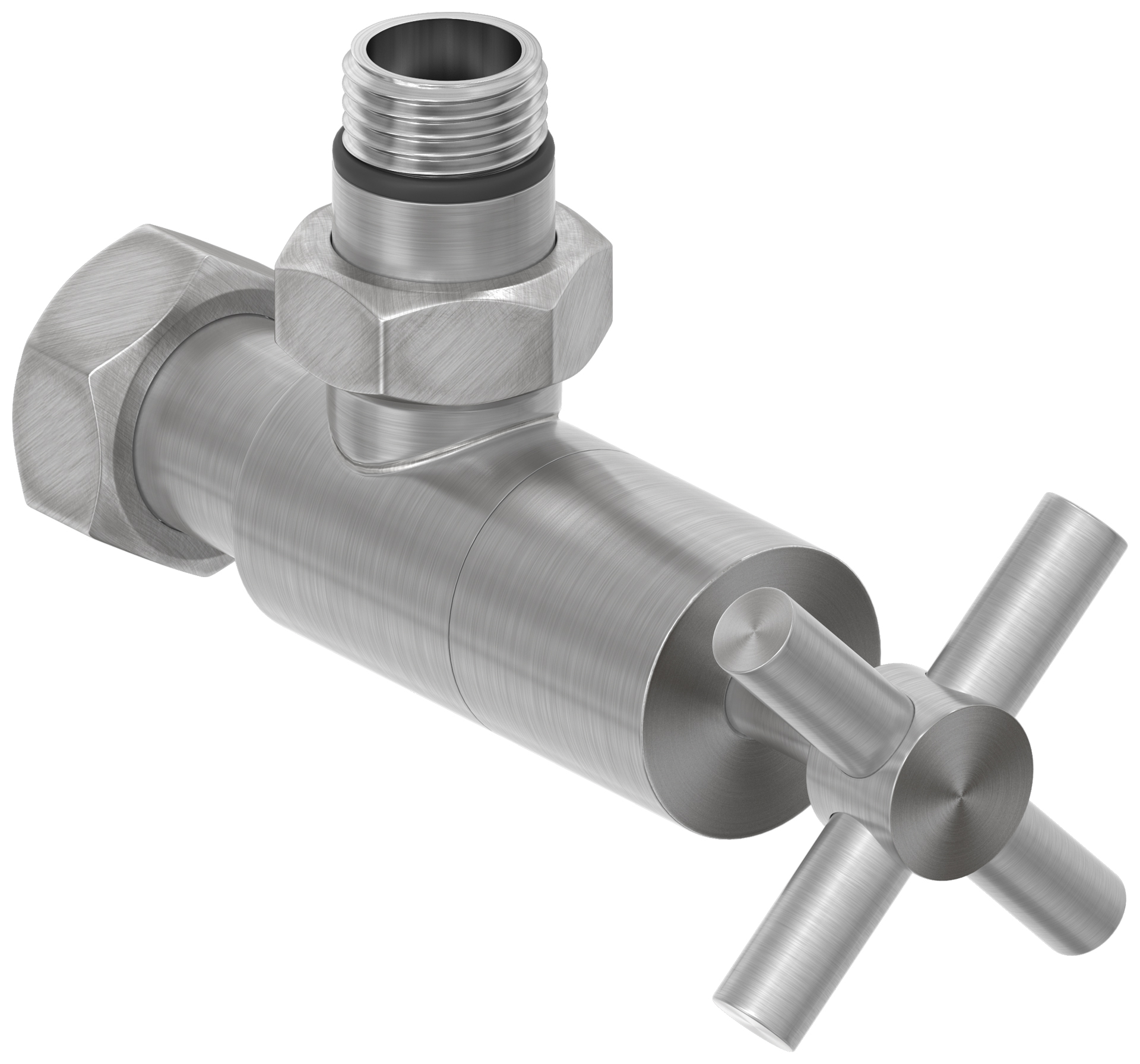Комплектующие Сунержа DESIGN Вентиль угловой (крест) G 1/2" НР х G 3/4" НГ (Сатин)
