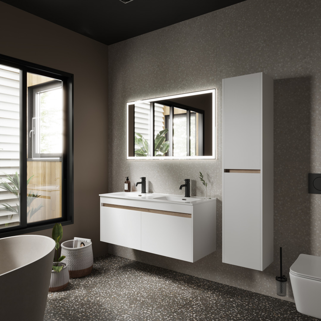 Тумба под раковину Sancos Ум (Smart) SM120-2W 120x45x50 белый глянцевый