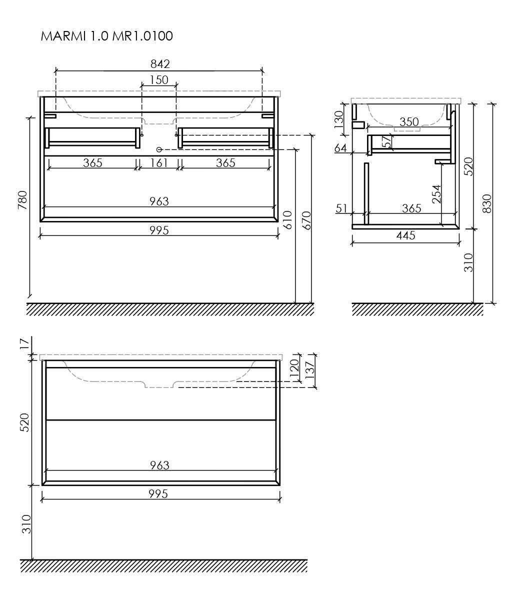Тумба под раковину Sancos Натура 1.0 (Nature 1.0) MR1.0100ECH 100x45x50 дуб чарльстон - фото 6