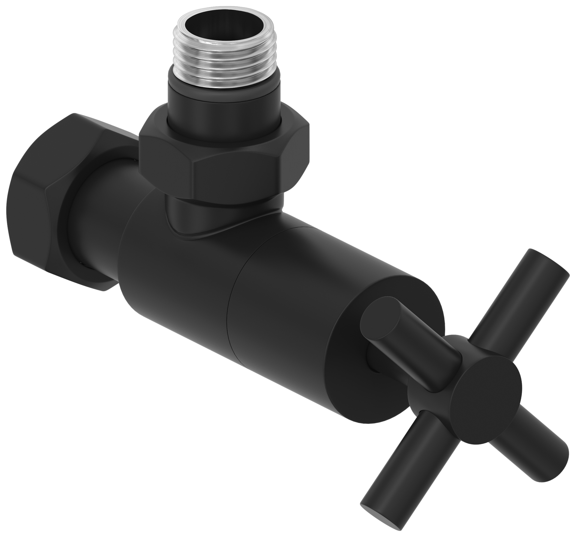Комплектующие Сунержа DESIGN Вентиль угловой (крест) G 1/2" НР х G 3/4" НГ (Матовый чёрный)