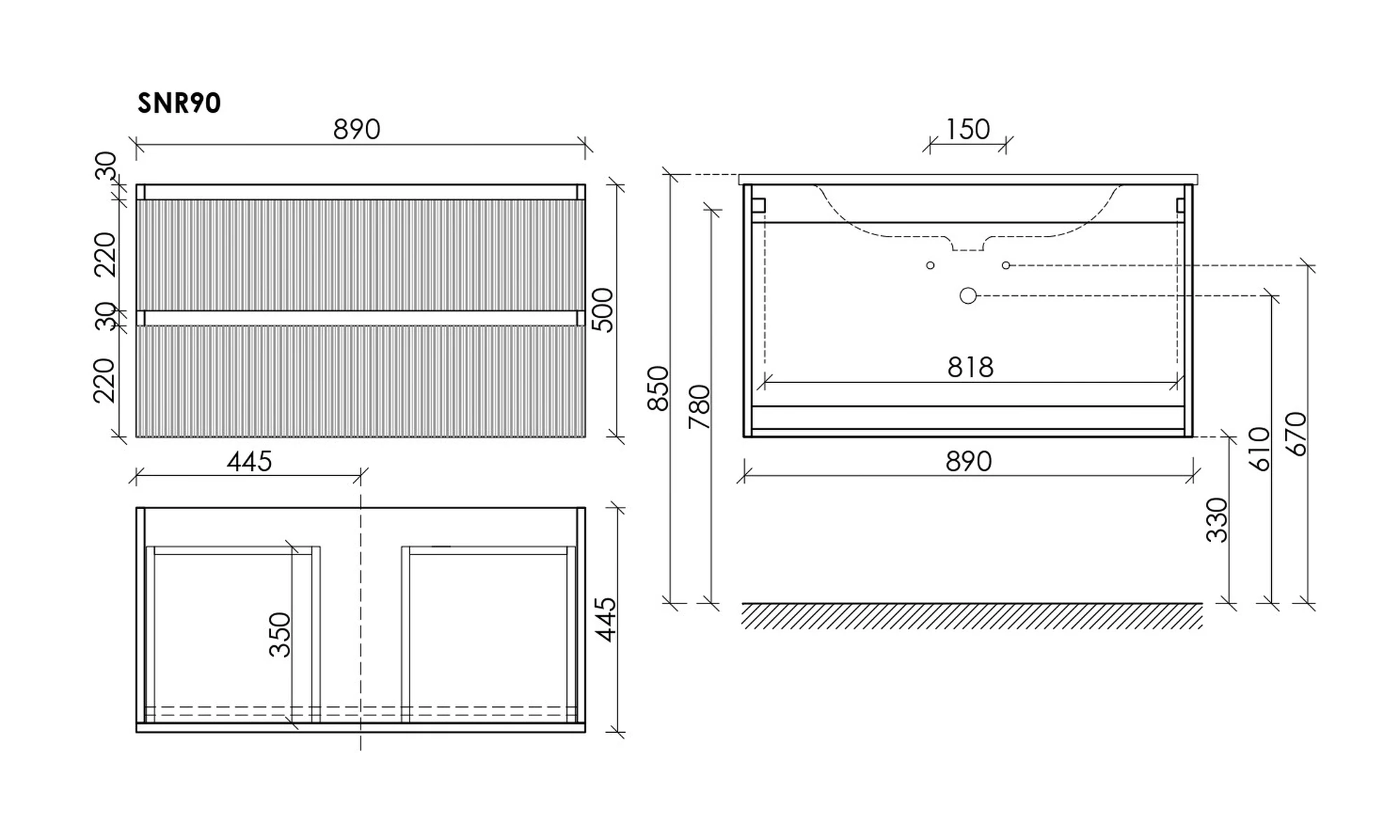 Тумба под столешницу Sancos Сноб Р (Snob R) SNR90W 90x45x50 пыльная роза (doha soft)