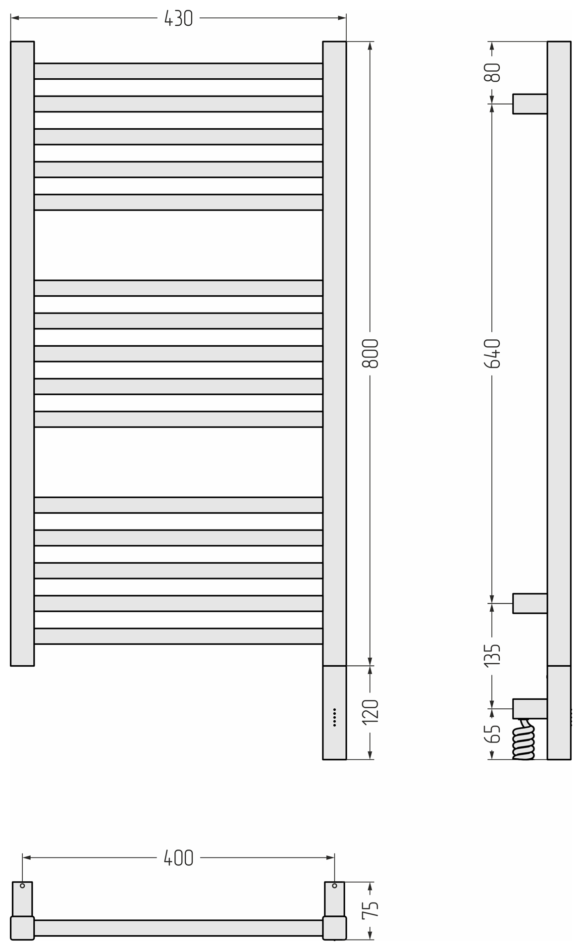 Электрические полотенцесушители Сунержа DESIGN РЭБ МОДУС 3.1 800х400 МЭМ правый (Матовый белый)