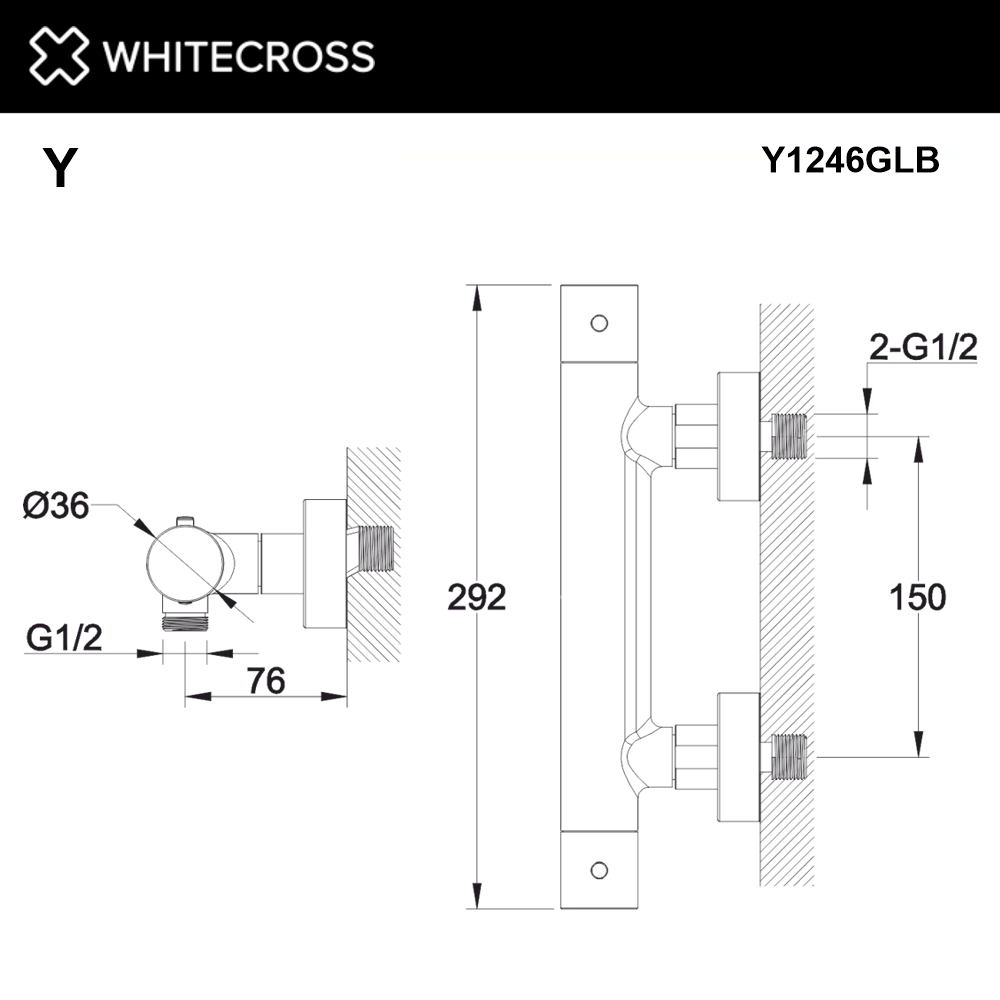 Смеситель термостатический для душа WHITECROSS Y Y1246GLB (брашированное золото)