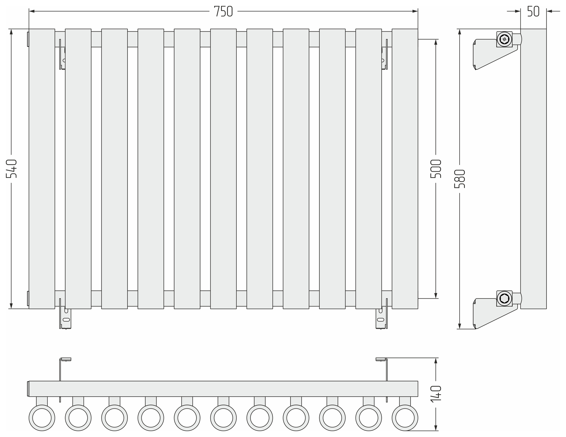 Радиаторы Сунержа DESIGN ДР КУМИР-0 н/ж  500х750 / 11 сек (Тёмный титан муар) - фото 5