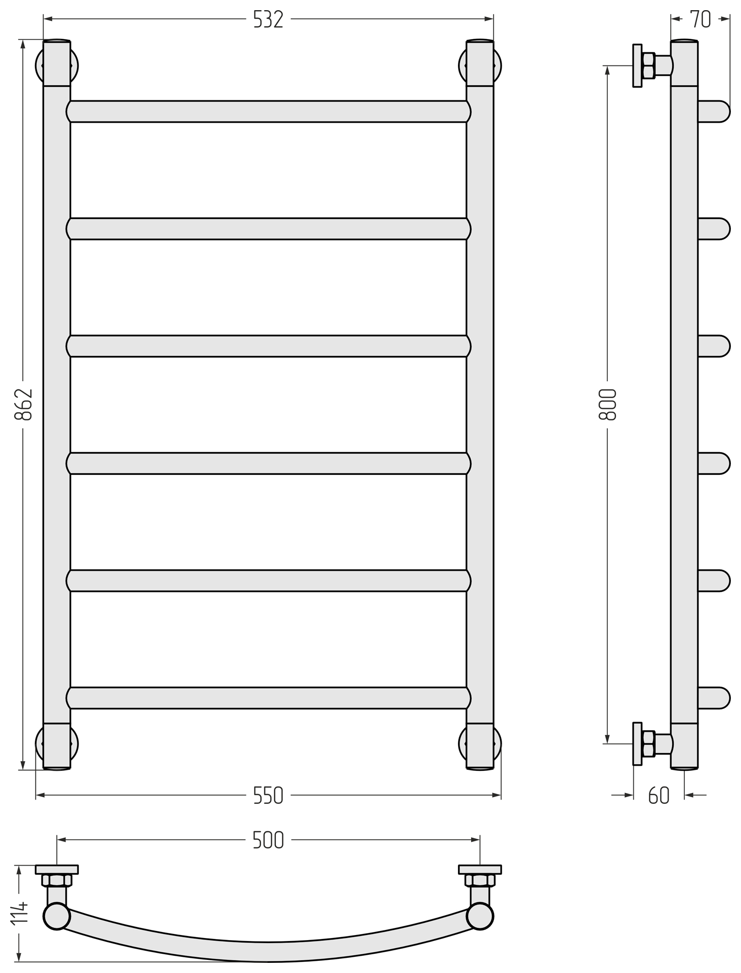Водяные полотенцесушители Сунержа DESIGN ДР "ГАЛАНТ+" 800х500 (Сатин)