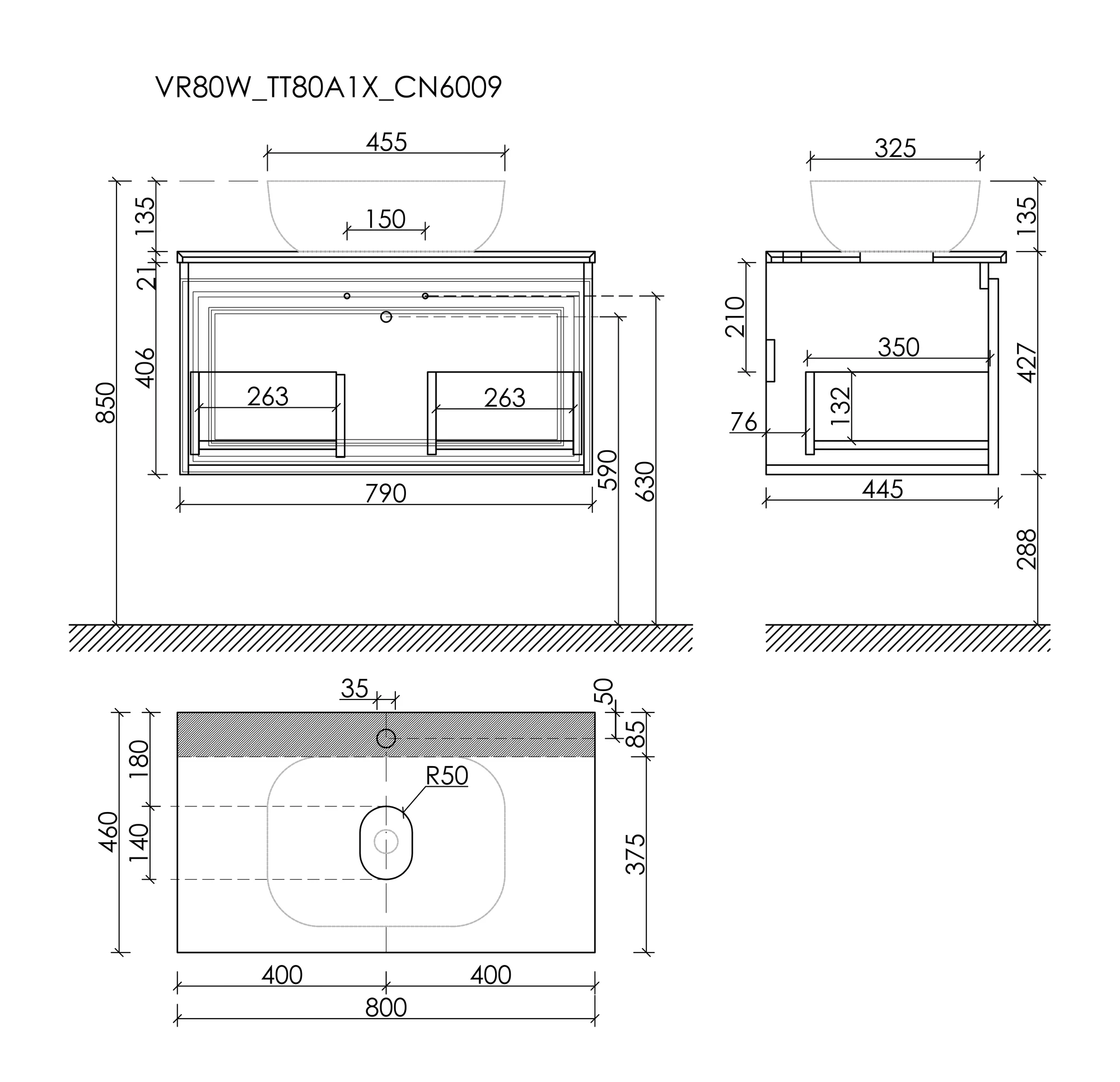 Тумба под столешницу Sancos Самая (Very) VR80W 80x45x40 белый матовый (bianco) - фото 6
