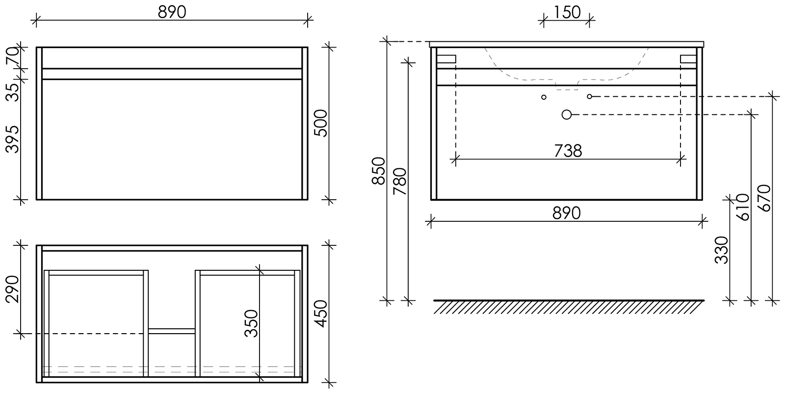 Тумба под раковину Sancos Ум (Smart) SM90W 90x45x50 белый глянцевый - фото 6