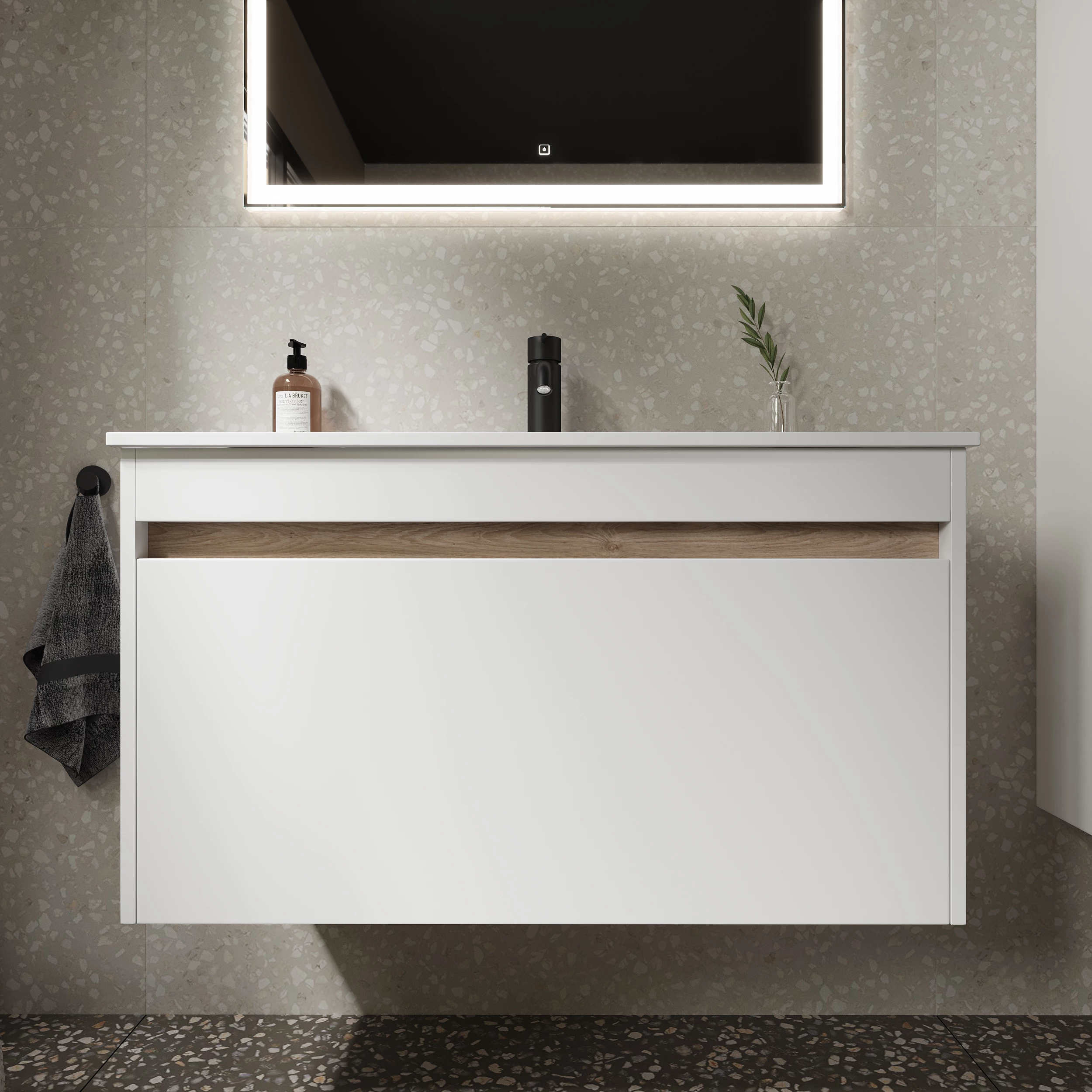 Тумба под раковину Sancos Ум (Smart) SM90W 90x45x50 белый глянцевый