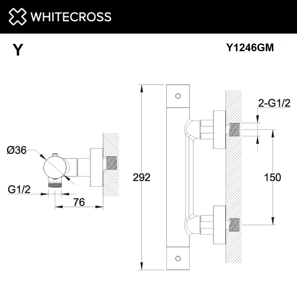 Смеситель термостатический для душа WHITECROSS Y Y1246GM (оружейная сталь)