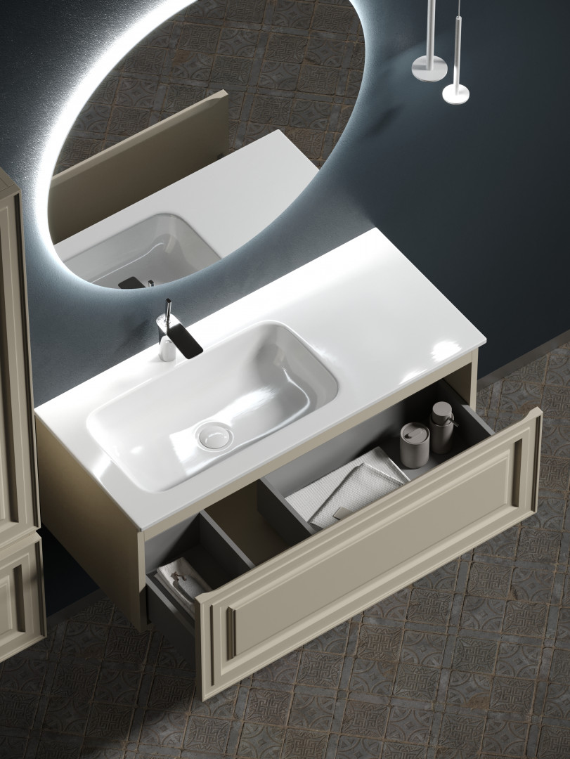 Тумба под раковину Sancos Самая (Very) VR100LCE 100x45x40 бежевый матовый (beige soft) - фото 5