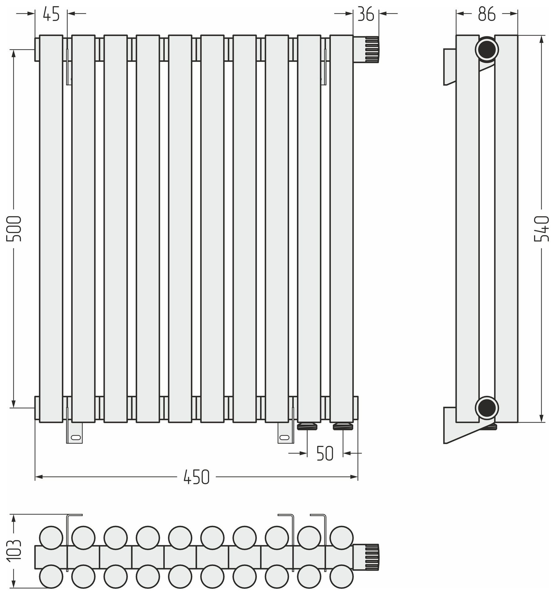 Радиаторы Сунержа DESIGN ДР ЭСТЕТ-11 н/ж EU50 500х450 / 10 сек (Сатин) - фото 5